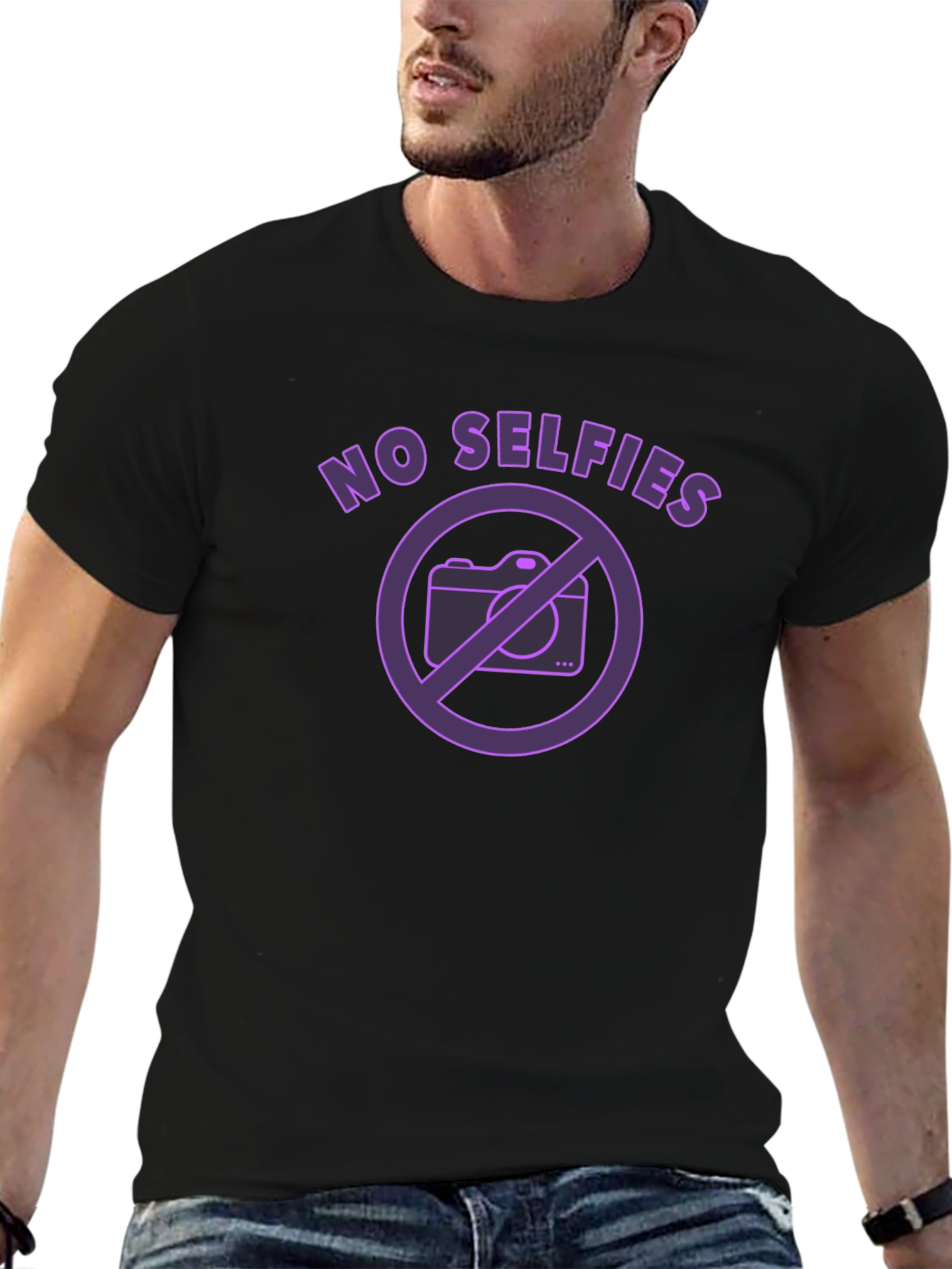 No Selfies Graphic Tee - Bold Statement T-Shirt