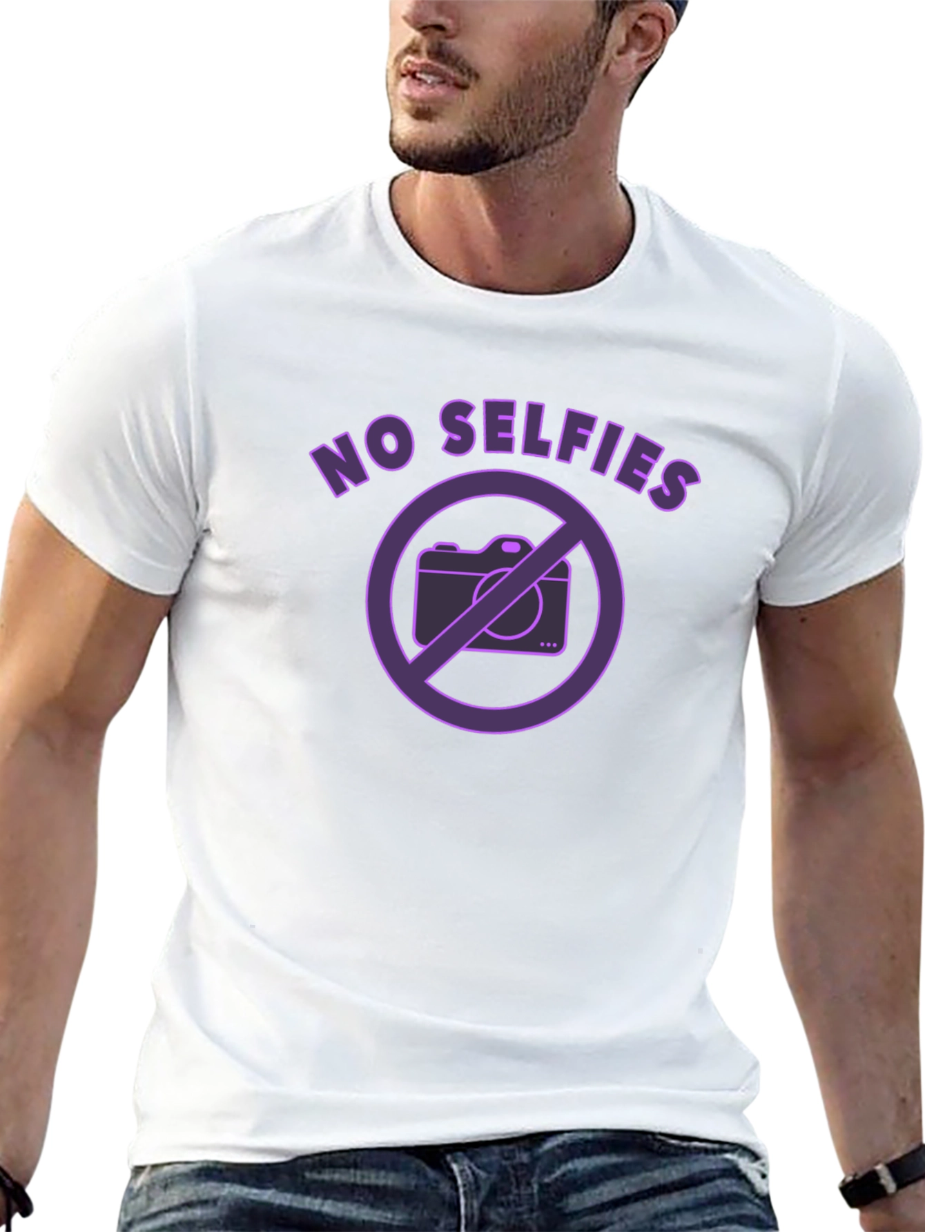 No Selfies Graphic Tee - Bold Statement T-Shirt