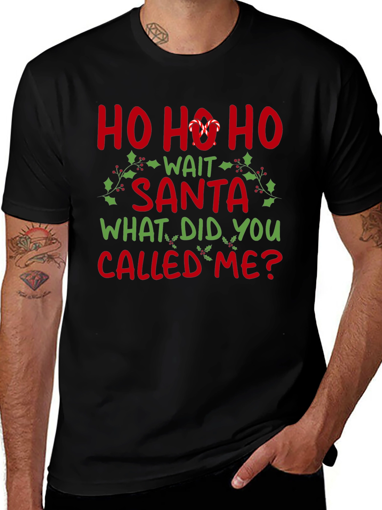Funny Christmas T-Shirt - Ho Ho Ho Wait Santa