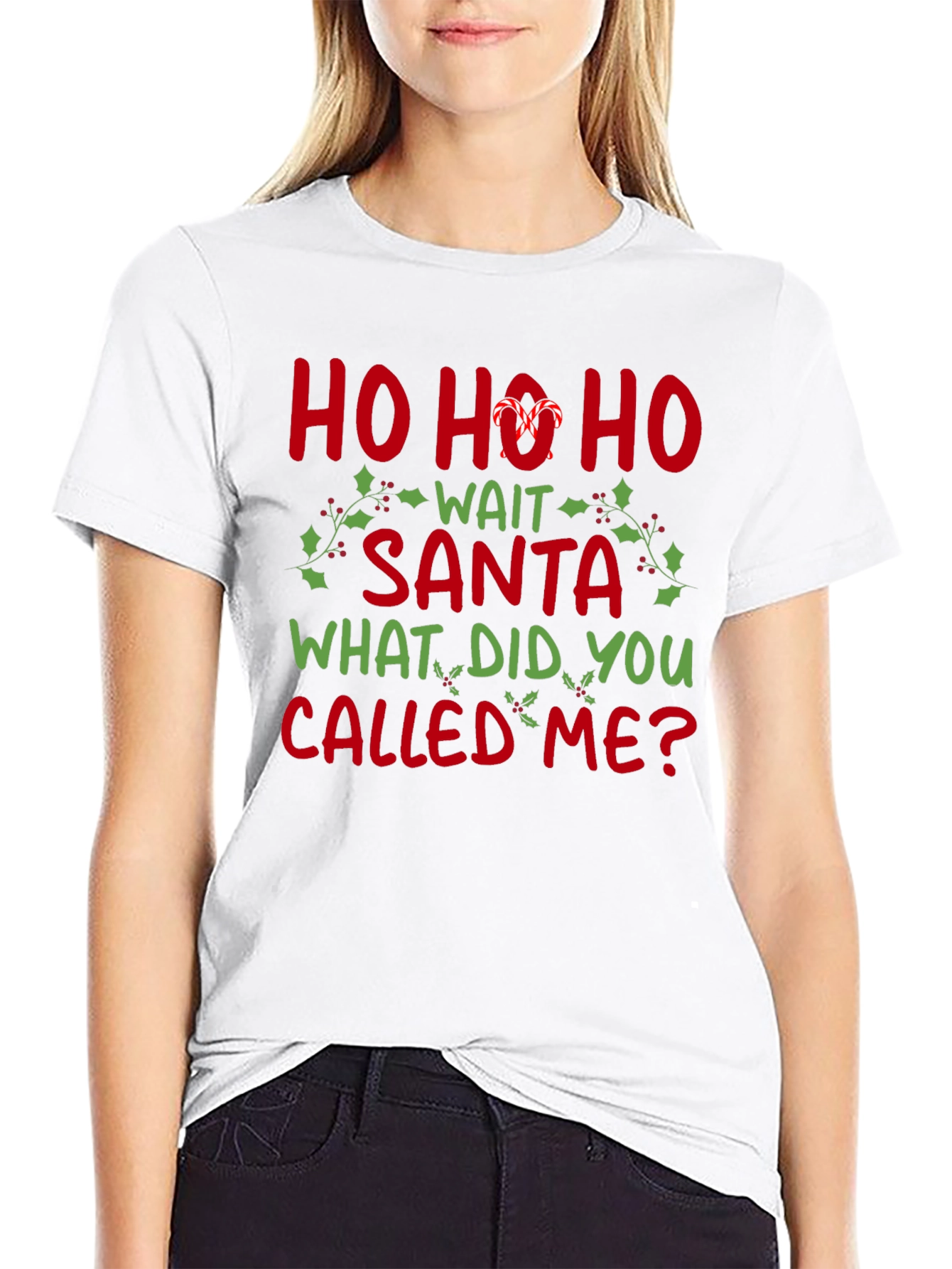 Funny Christmas T-Shirt - Ho Ho Ho Wait Santa
