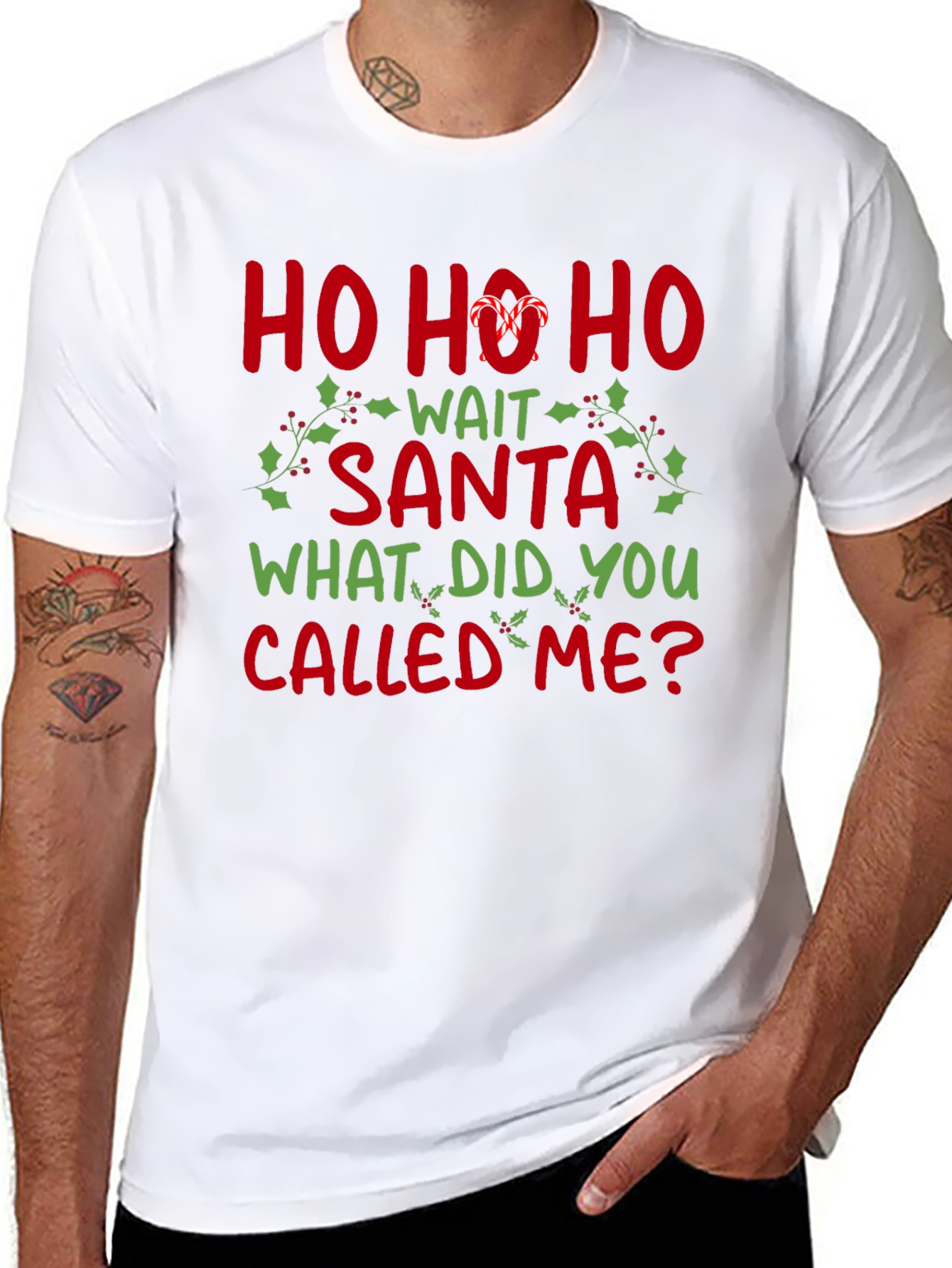Funny Christmas T-Shirt - Ho Ho Ho Wait Santa