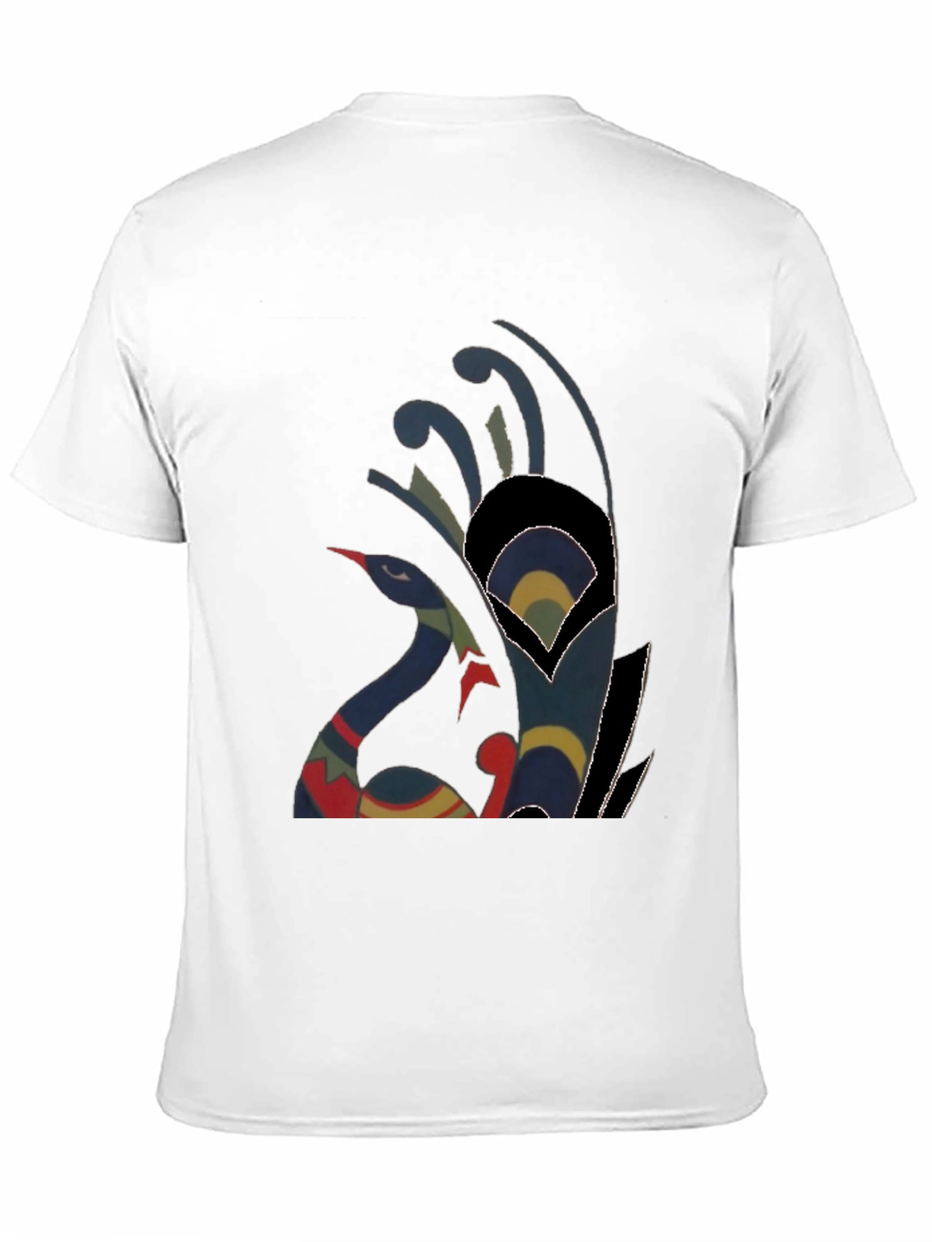 Abstract Peacock Graphic Tee - Casual Black T-Shirt