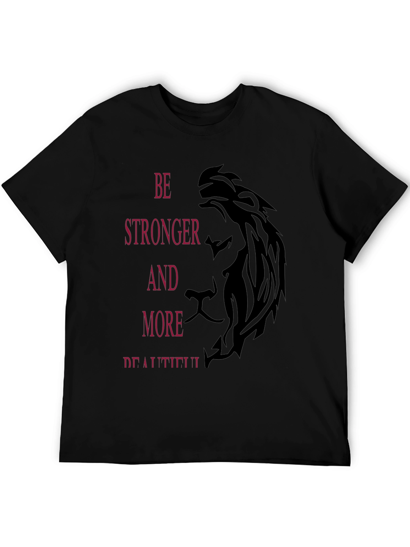 Be Stronger Lion Graphic Black T-Shirt