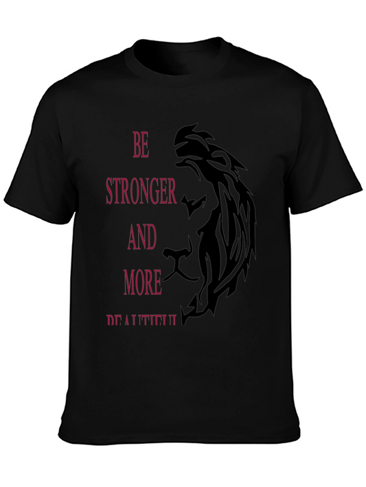 Be Stronger Lion Graphic Black T-Shirt