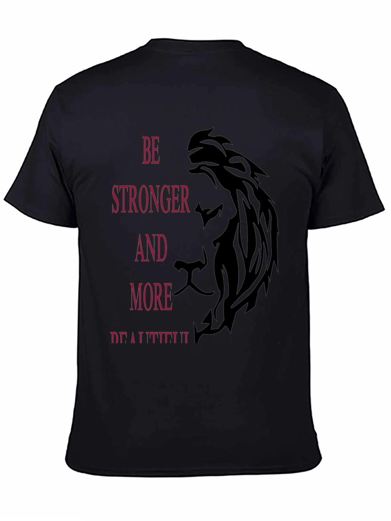 Be Stronger Lion Graphic Black T-Shirt