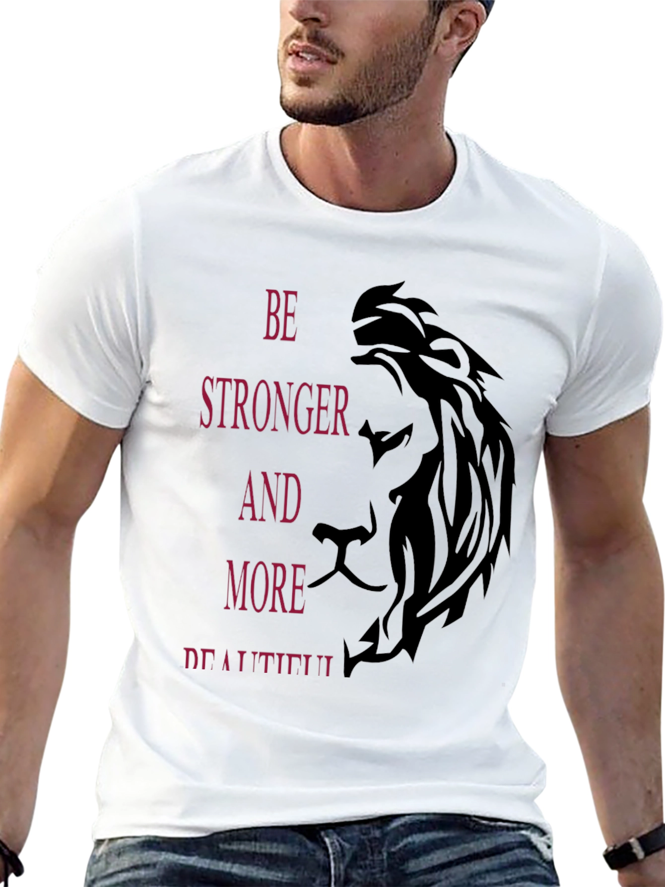 Be Stronger Lion Graphic Black T-Shirt