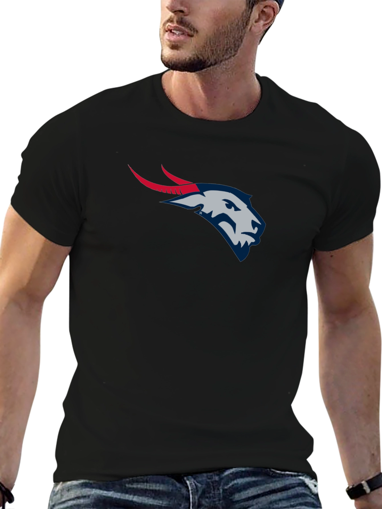 Black Graphic Tee - Goat Head Design