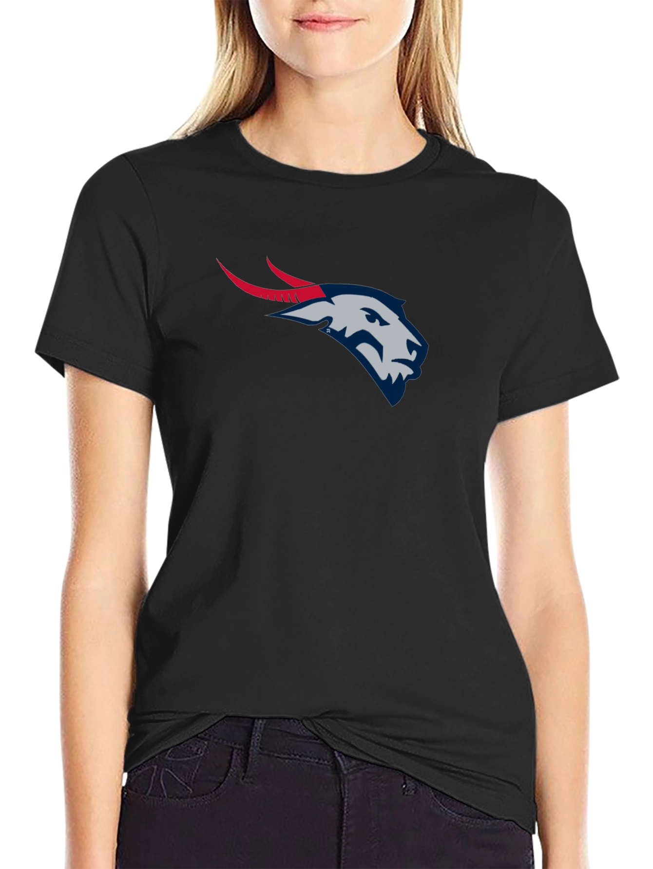 Black Graphic Tee - Goat Head Design
