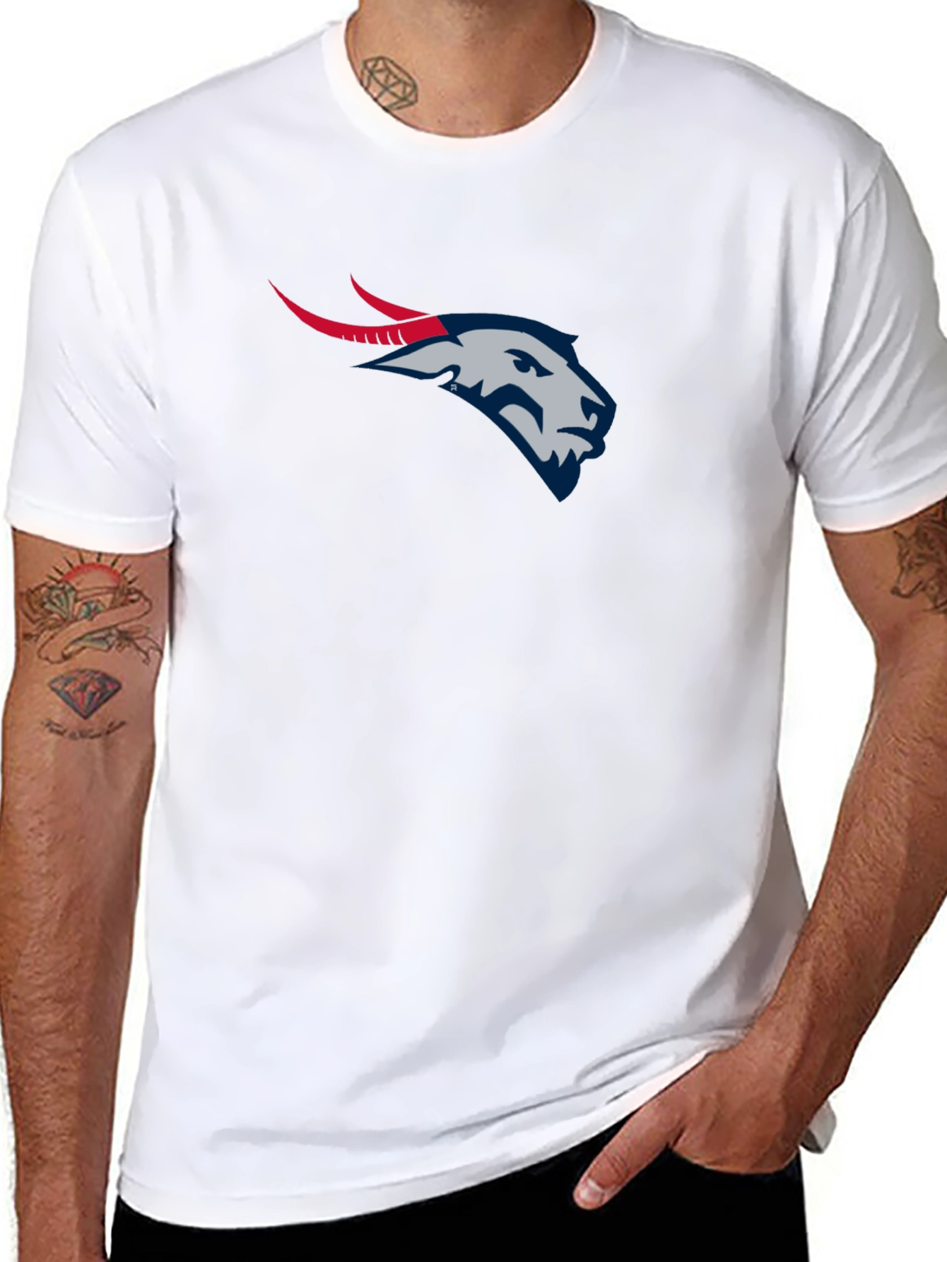 Black Graphic Tee - Goat Head Design