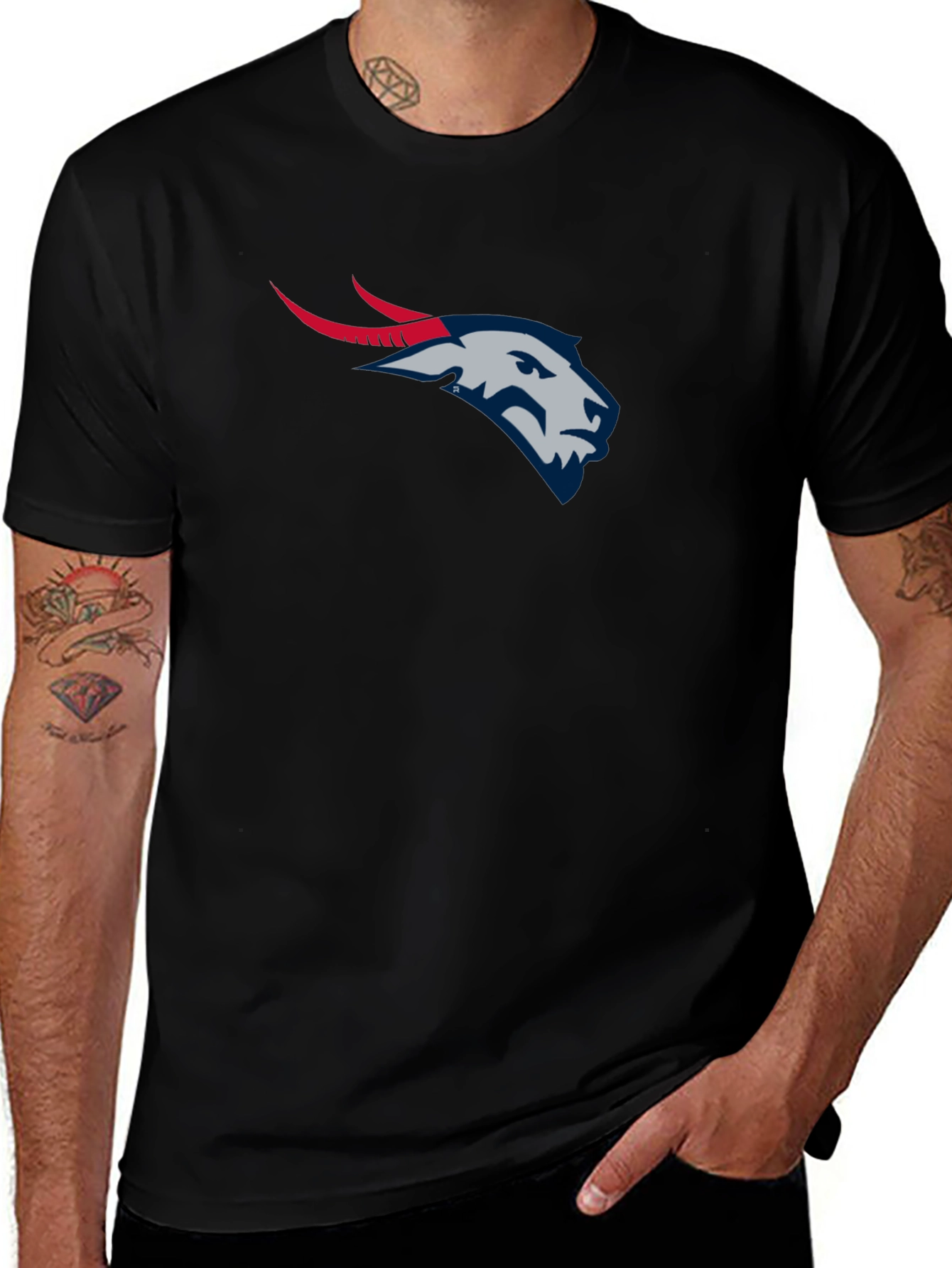 Black Graphic Tee - Goat Head Design