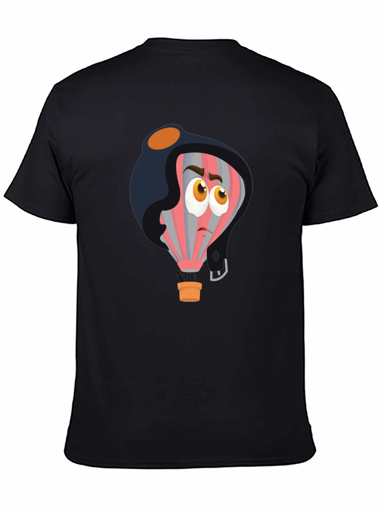 Cartoon Pilot Balloon Black T-Shirt