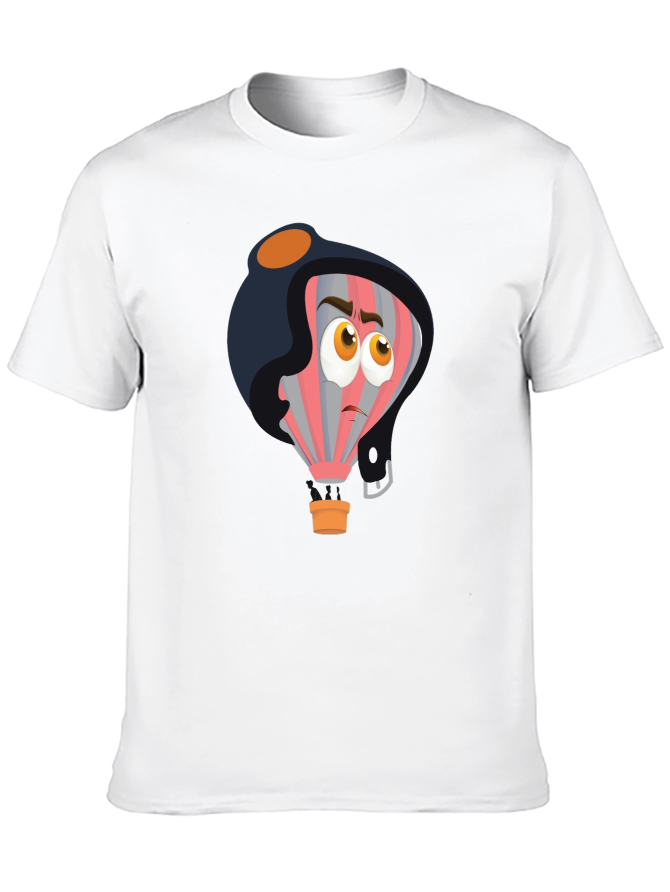 Cartoon Pilot Balloon Black T-Shirt