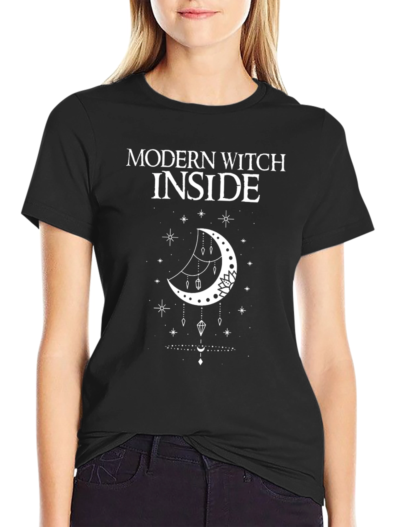 Modern Witch Inside Graphic T-Shirt - Black Cotton Tee