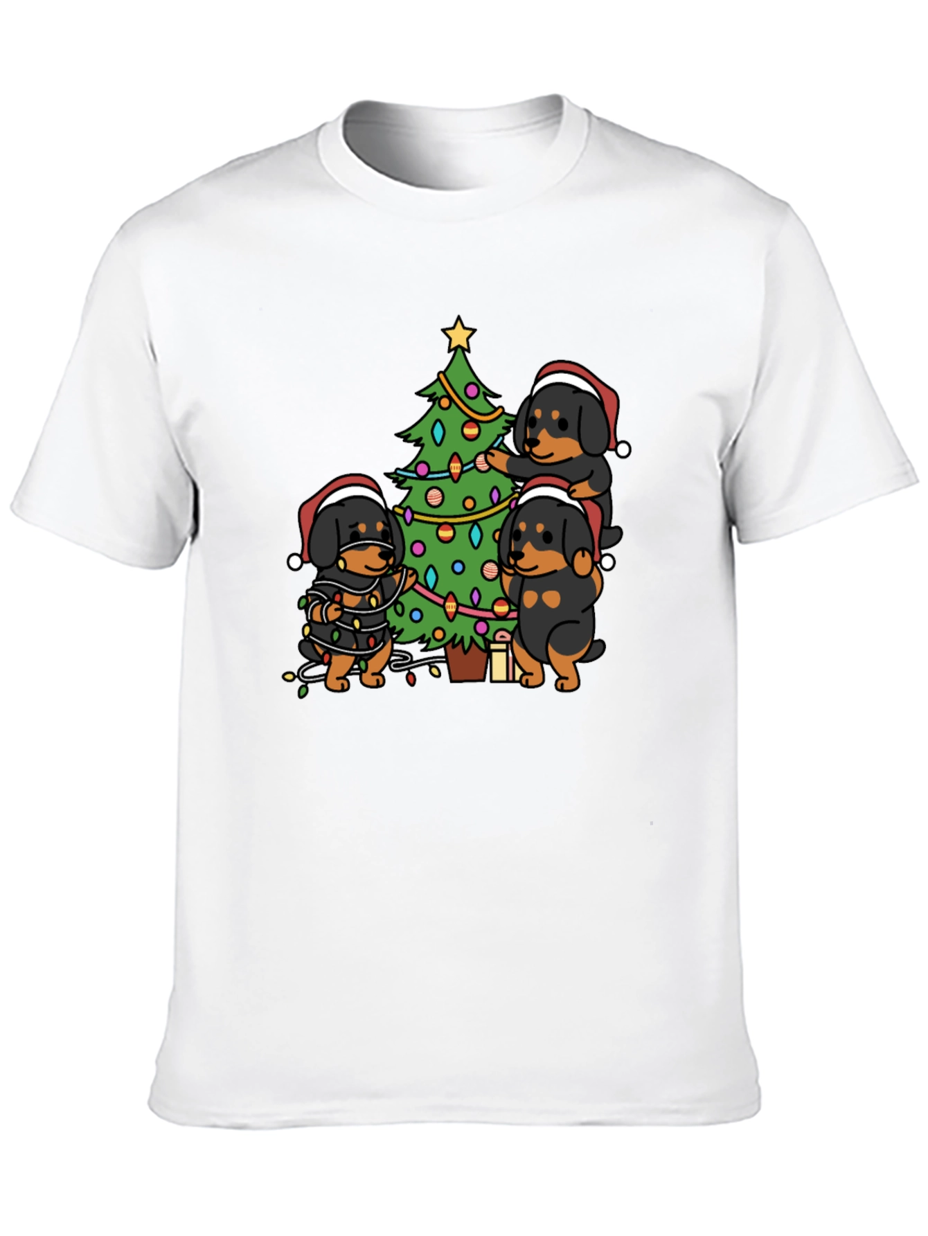 Festive Rottweiler Christmas Tree T-Shirt