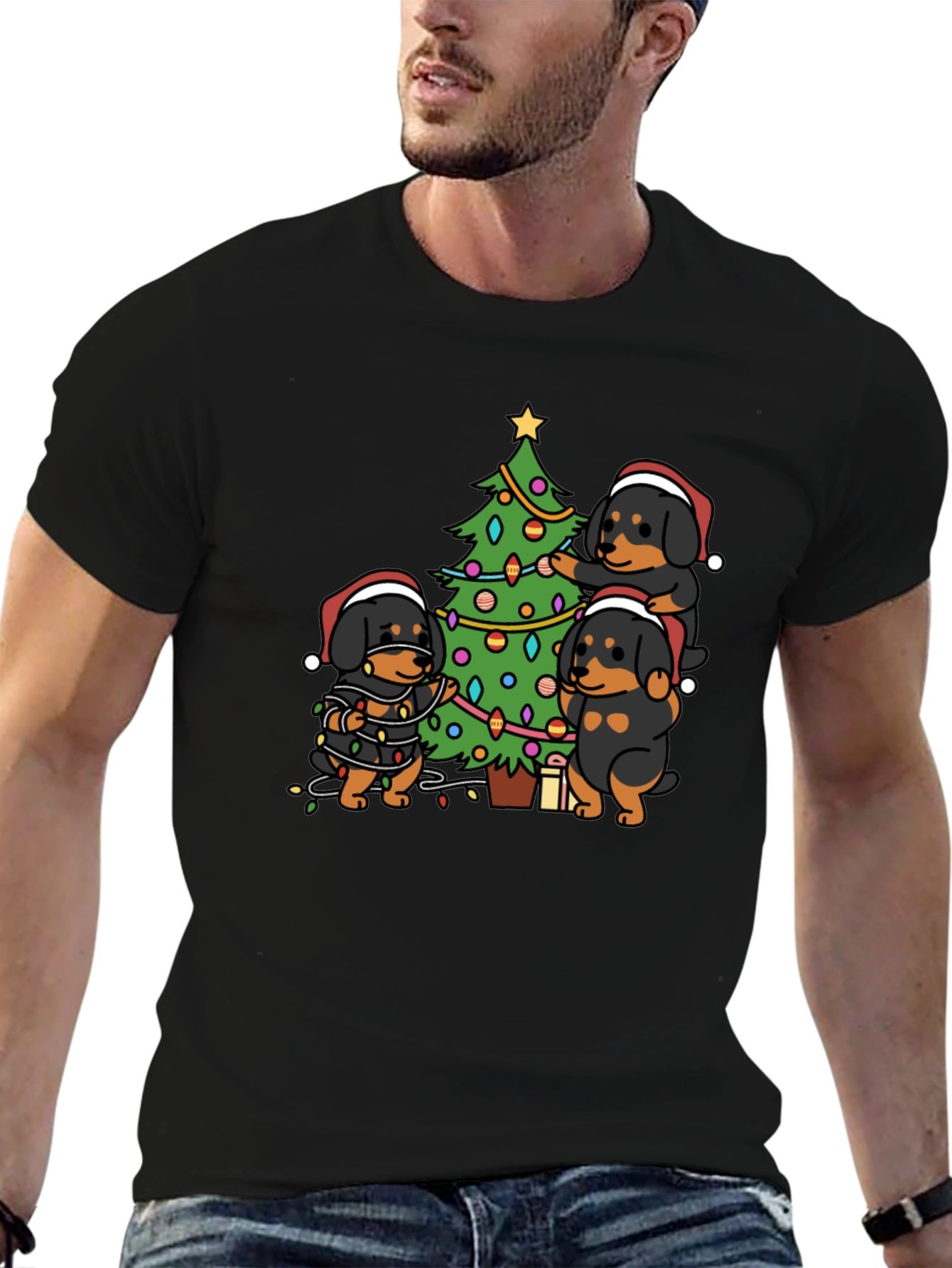 Festive Rottweiler Christmas Tree T-Shirt