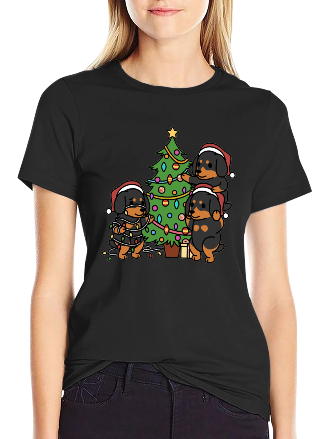 Festive Rottweiler Christmas Tree T-Shirt