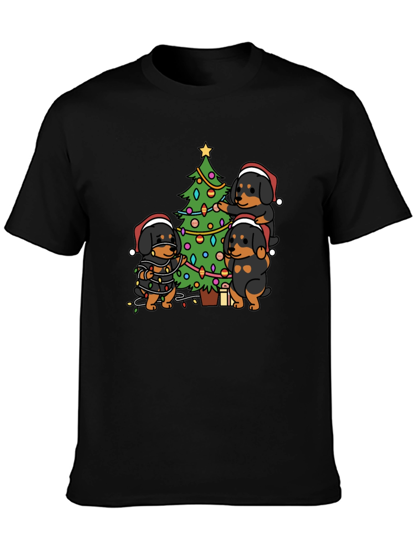 Festive Rottweiler Christmas Tree T-Shirt