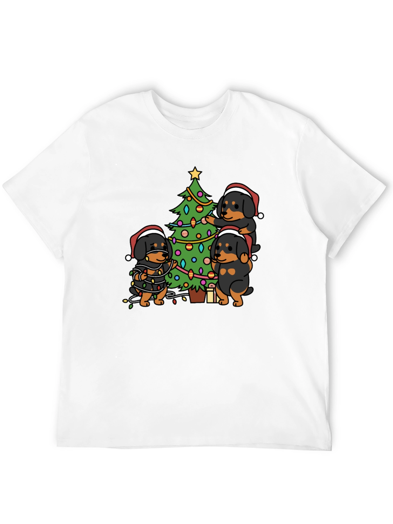 Festive Rottweiler Christmas Tree T-Shirt