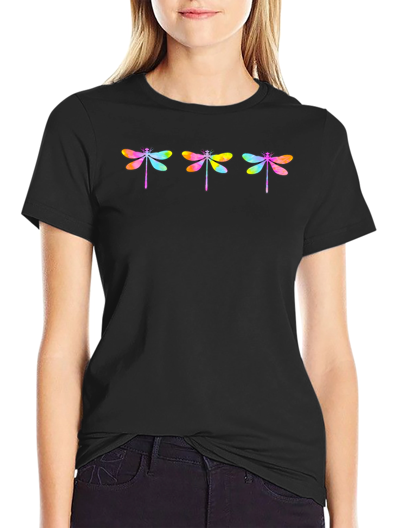 Rainbow Dragonfly Graphic T-Shirt