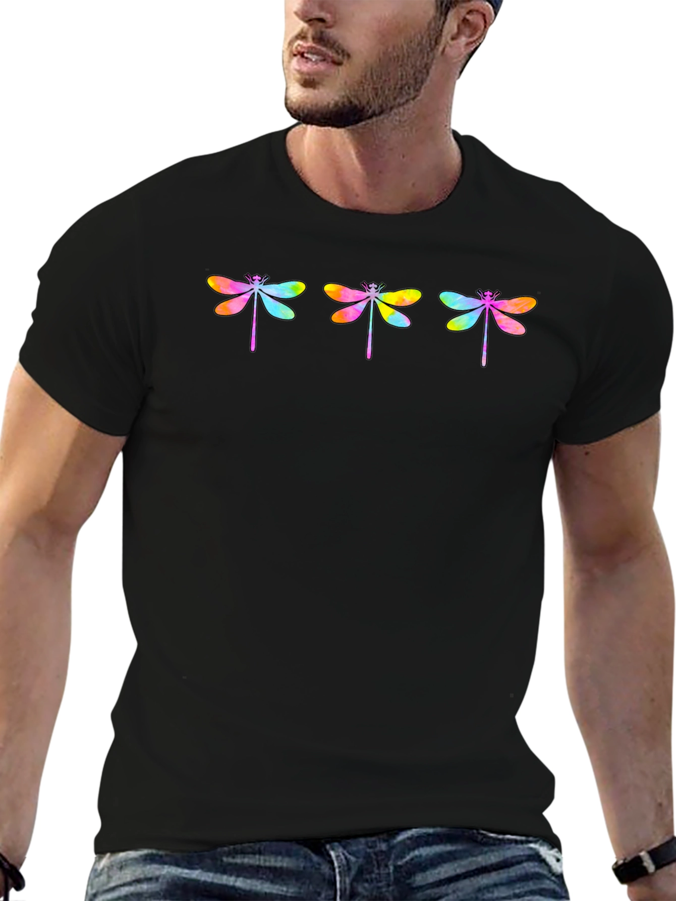 Rainbow Dragonfly Graphic T-Shirt