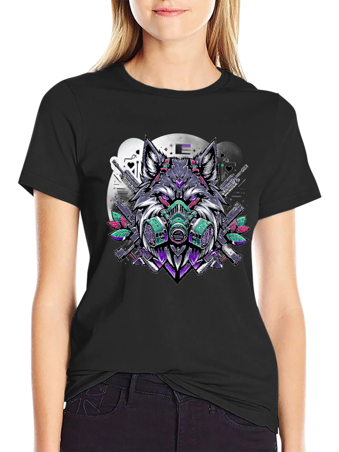 Wolf Gas Mask Graphic Print Tee