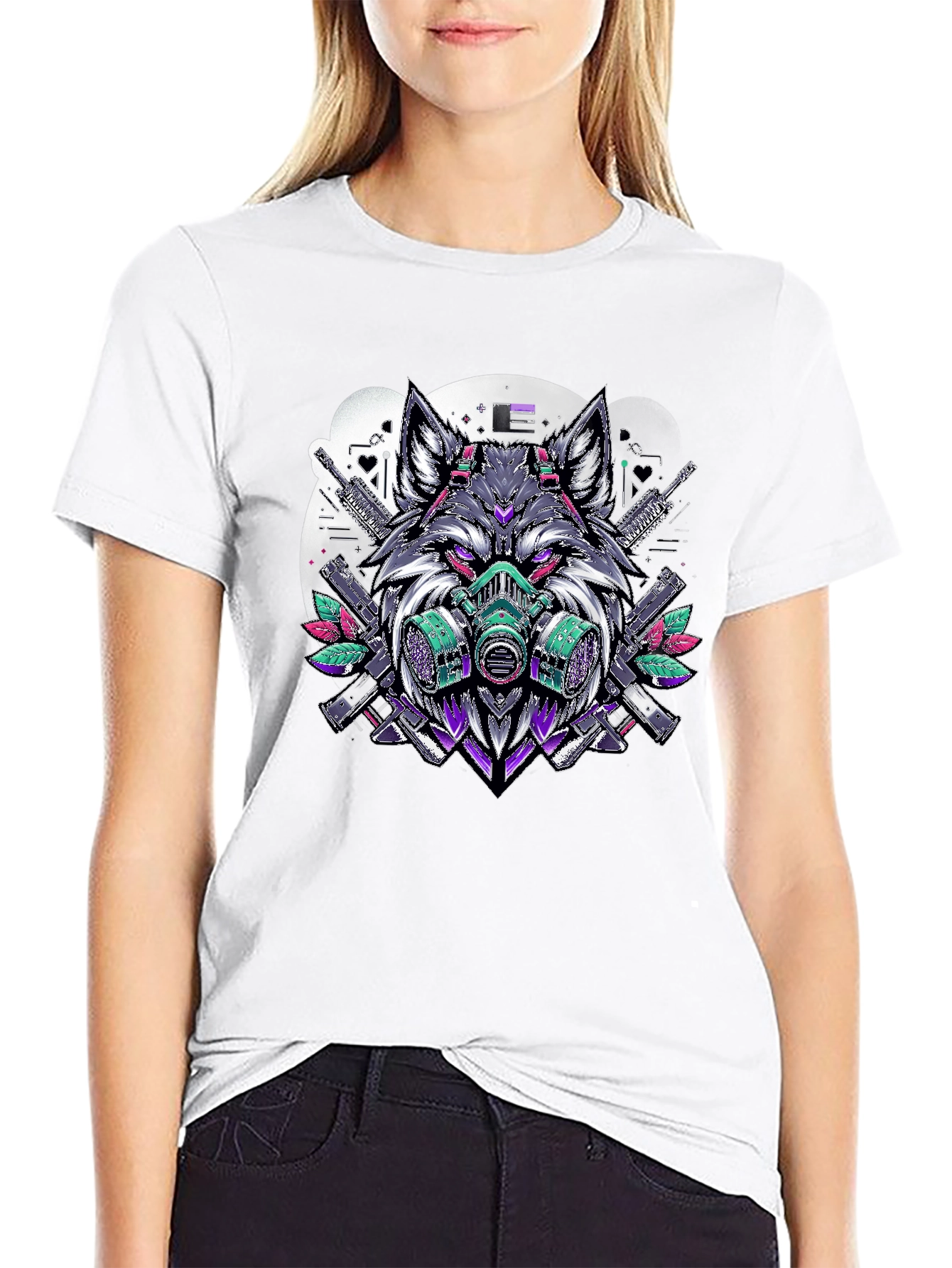 Wolf Gas Mask Graphic Print Tee