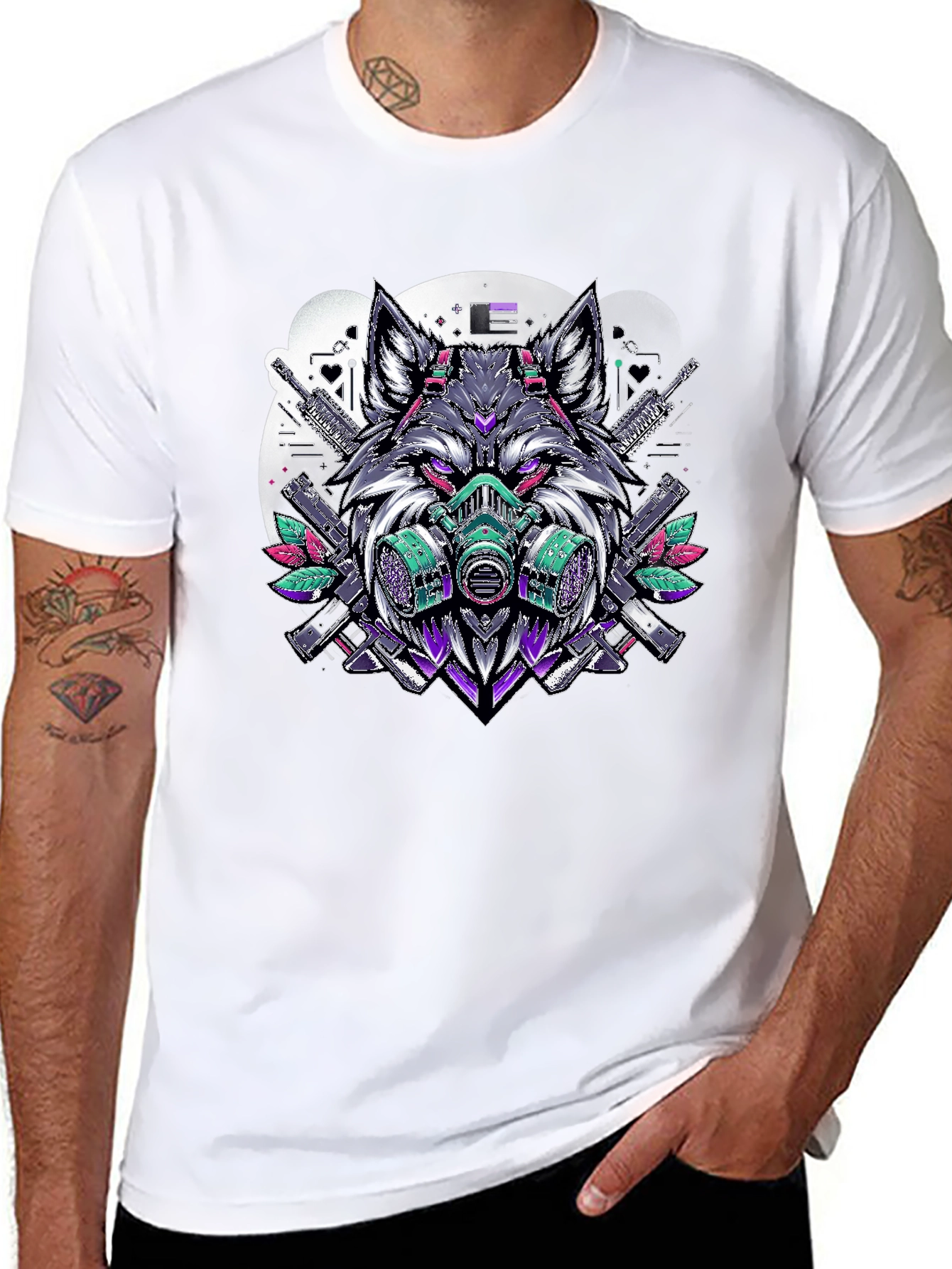 Wolf Gas Mask Graphic Print Tee