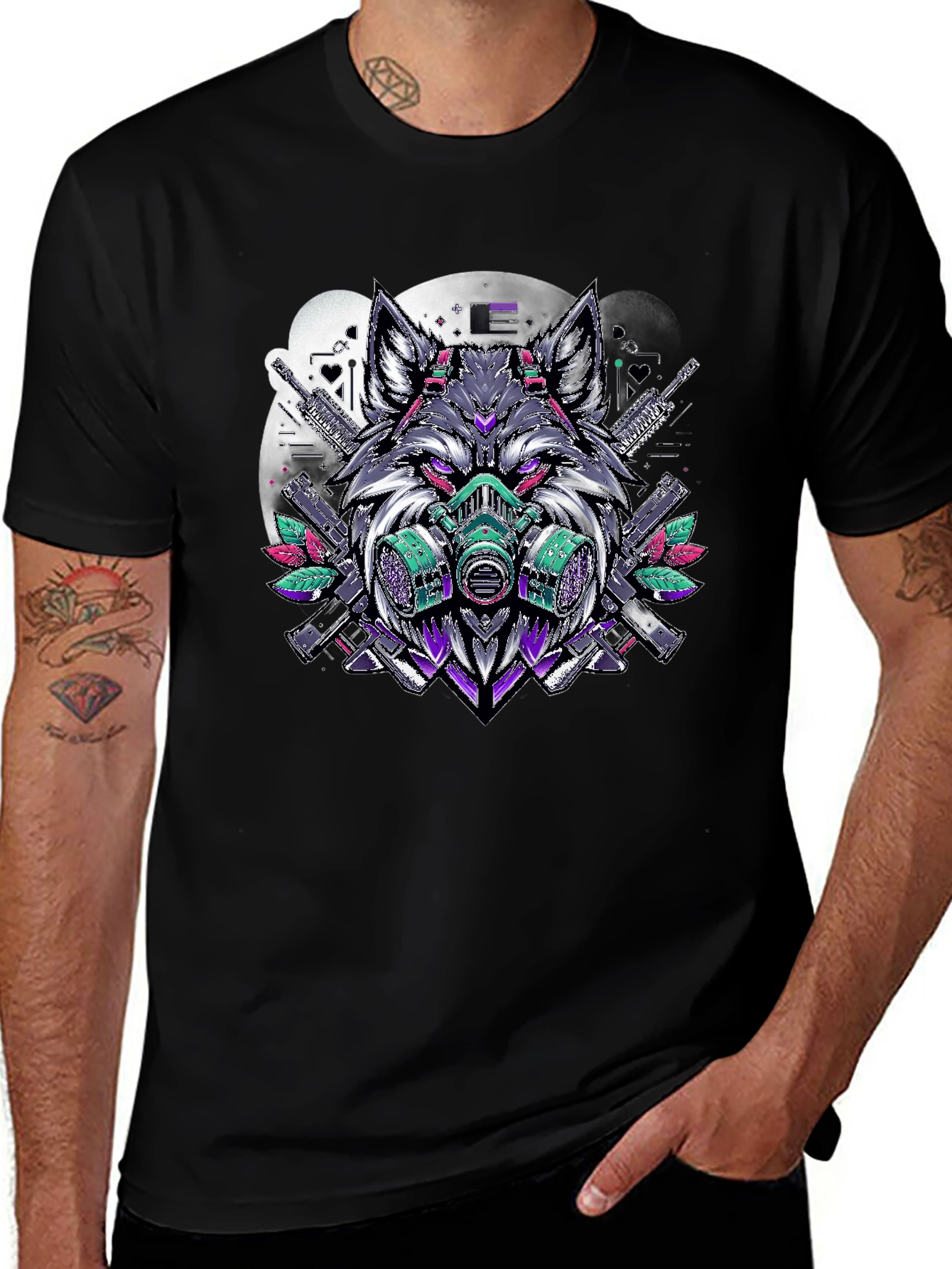 Wolf Gas Mask Graphic Print Tee