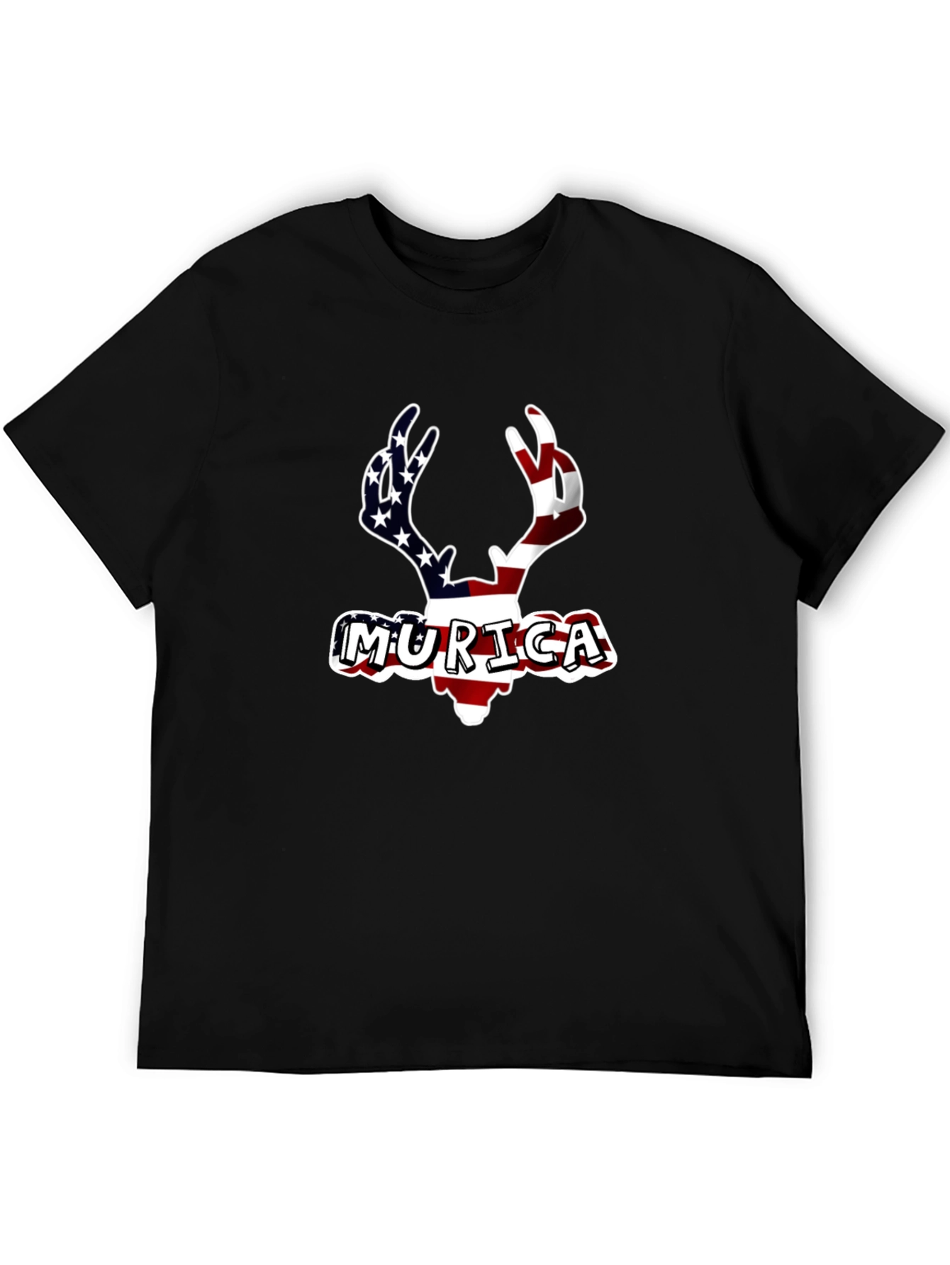Patriotic Deer Murica T-Shirt - Black