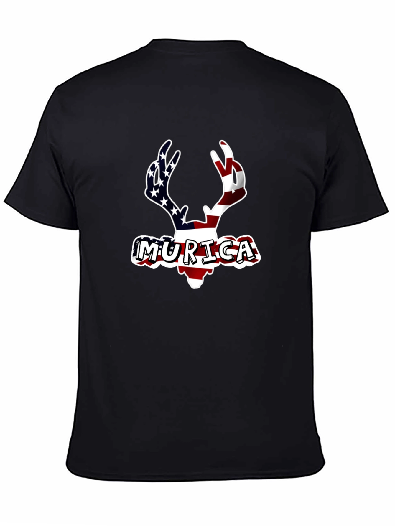 Patriotic Deer Murica T-Shirt - Black