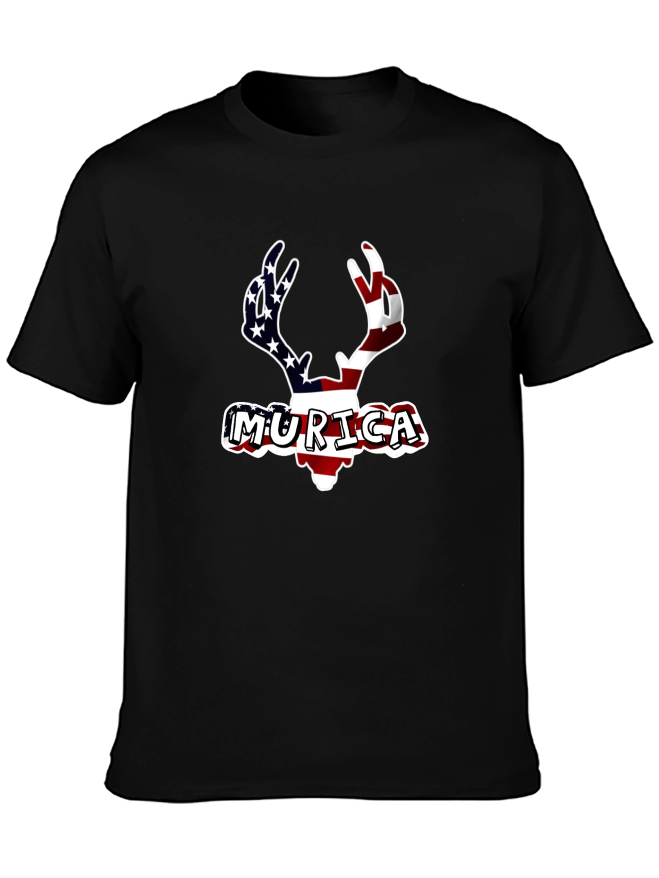 Patriotic Deer Murica T-Shirt - Black