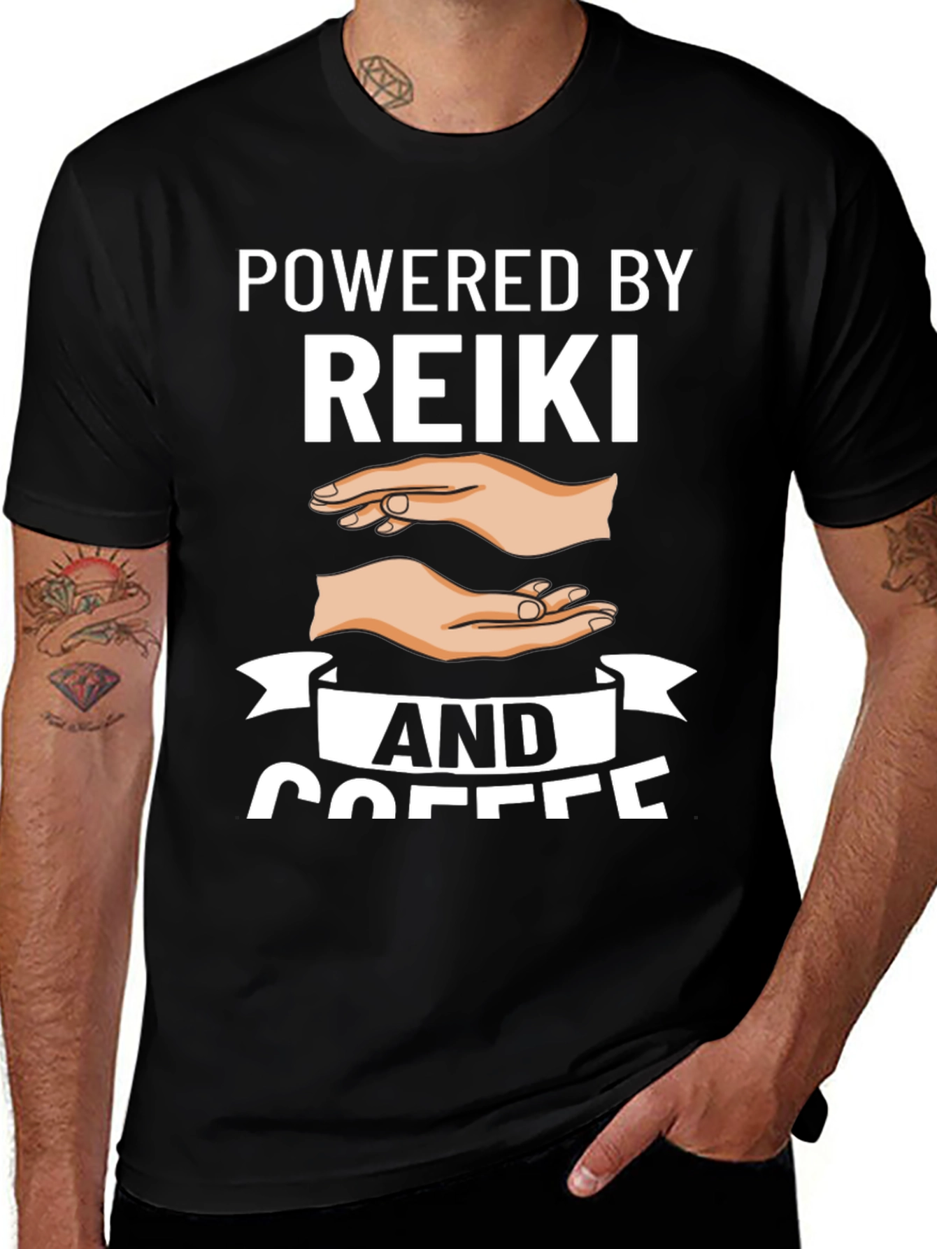 Powered by Reiki and Coffee Graphic Tee