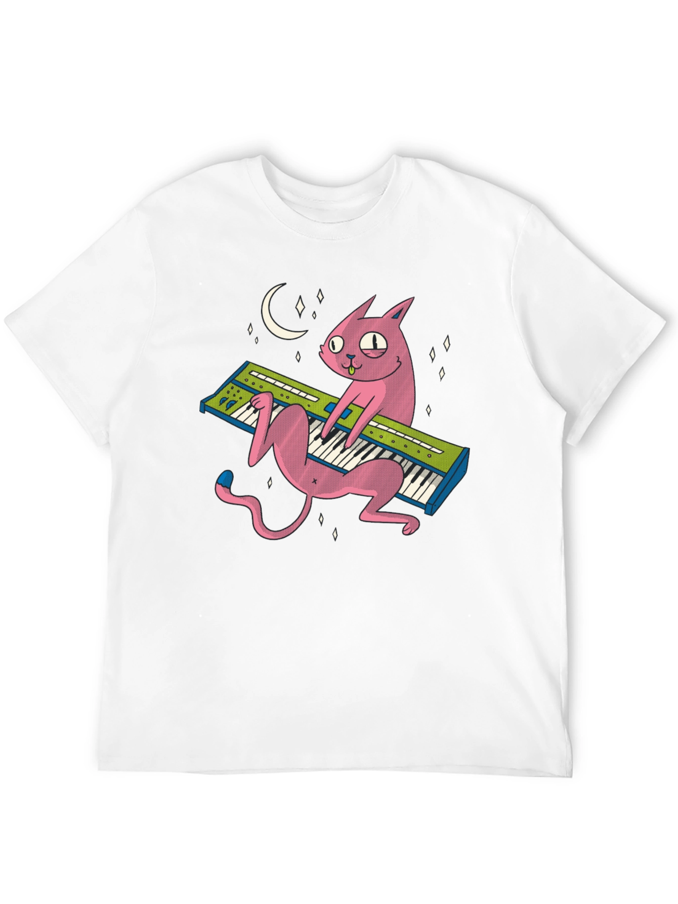 Cat Keyboardist T-Shirt: Cool Black Tee