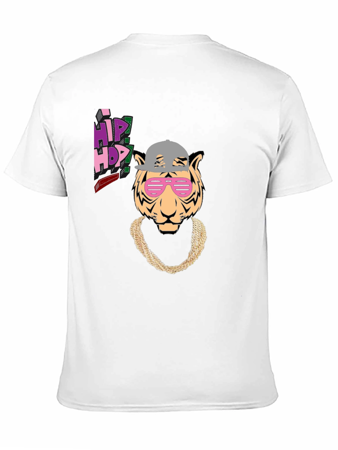 Hip Hop Tiger Graphic Tee - Black Cotton T-Shirt