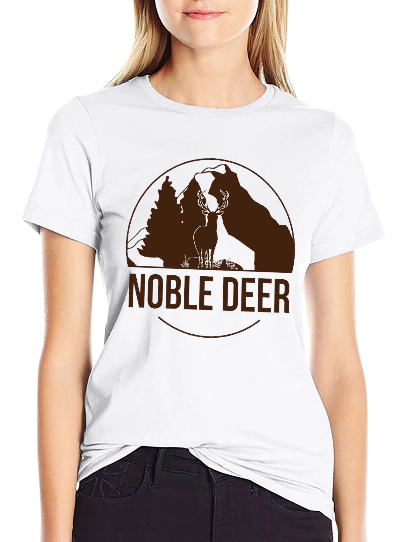 Noble Deer Graphic Tee - Mountain Scene