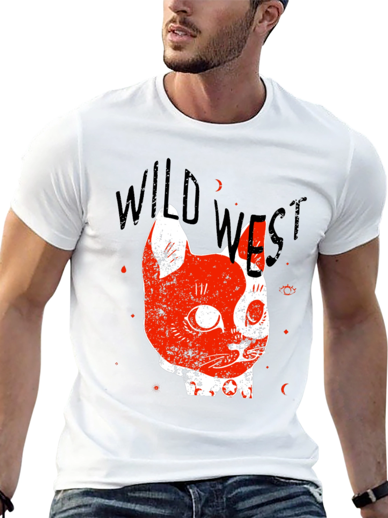 Wild West Cat Graphic Tee - Black