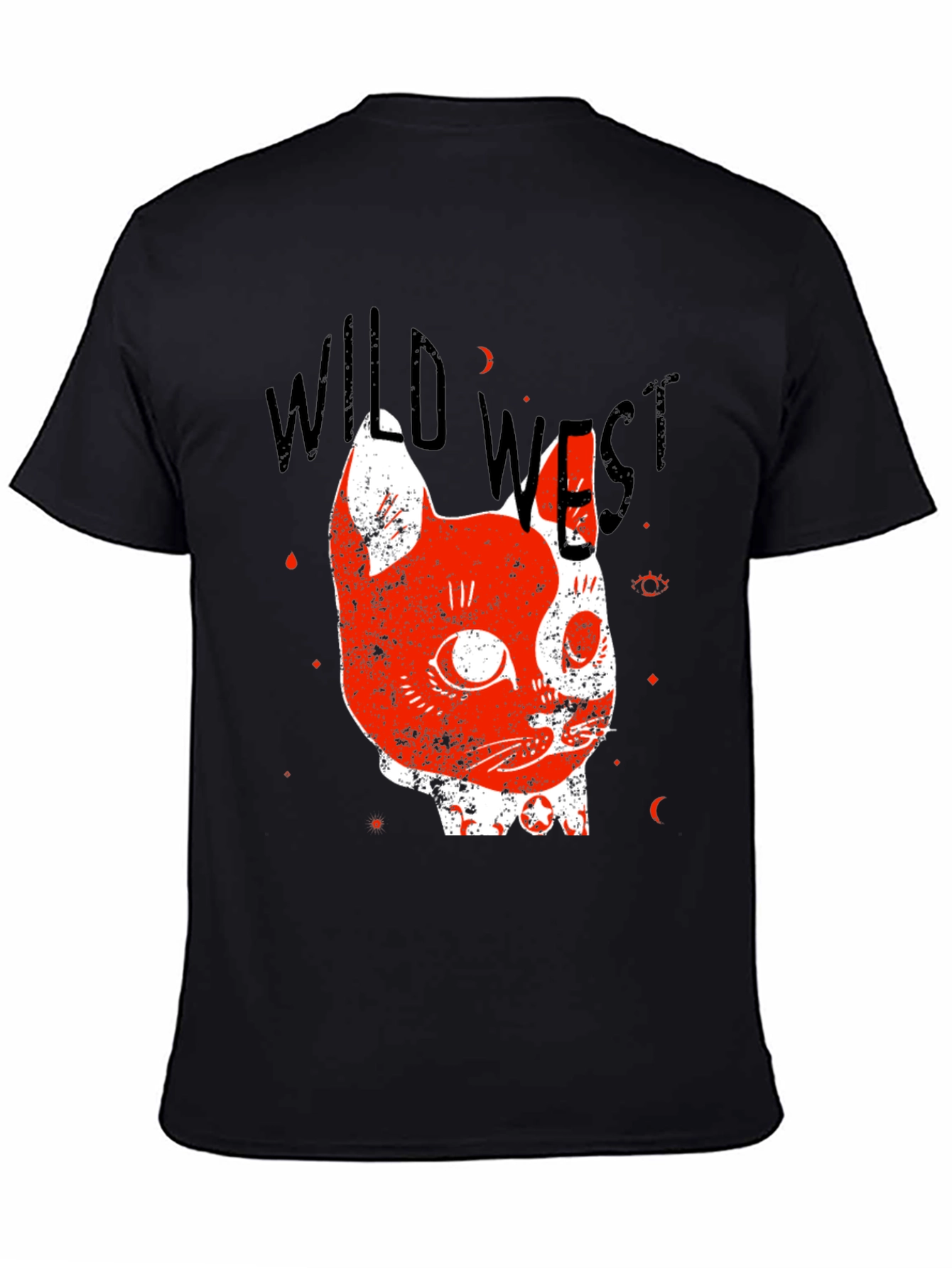 Wild West Cat Graphic Tee - Black