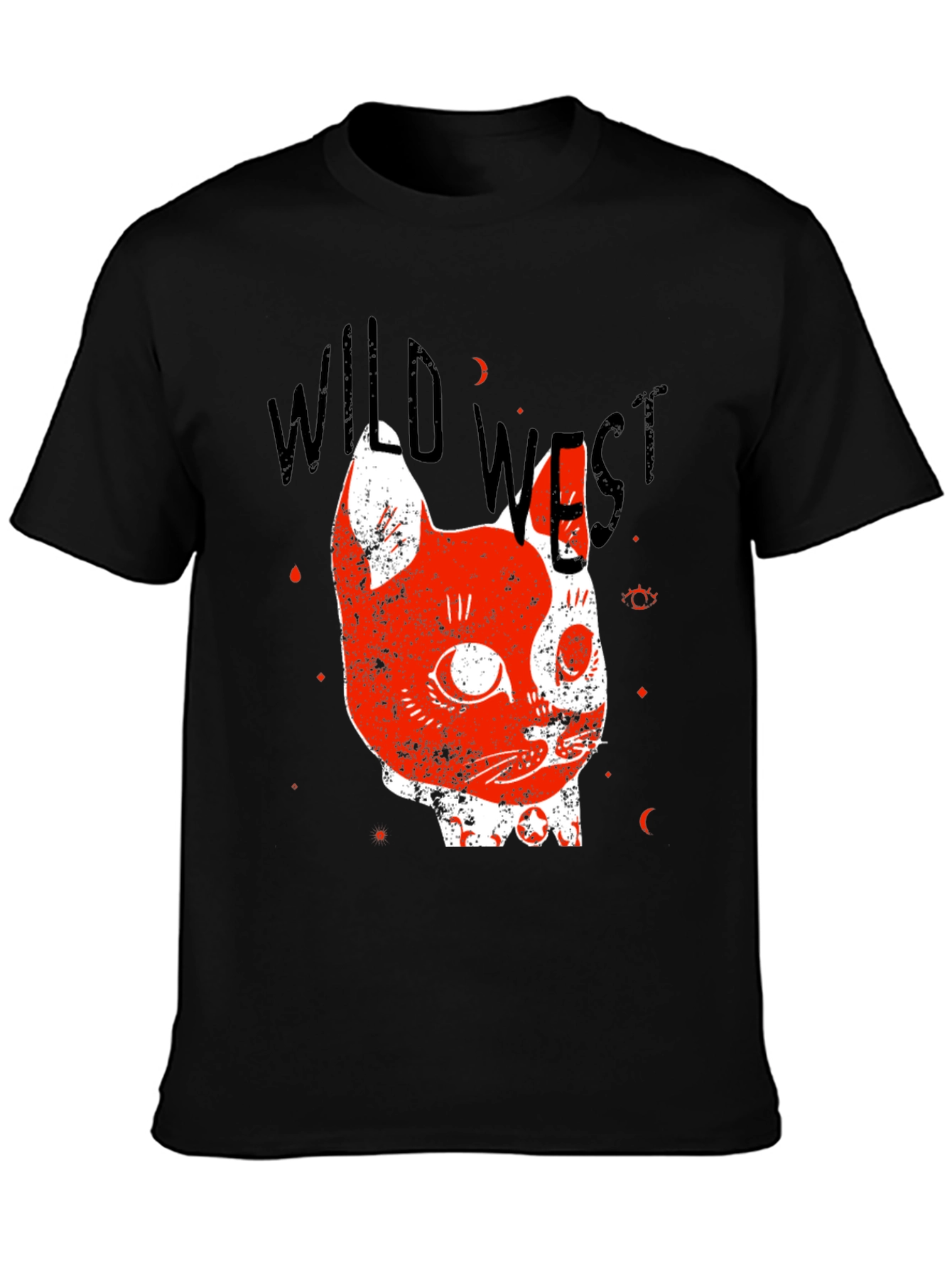 Wild West Cat Graphic Tee - Black