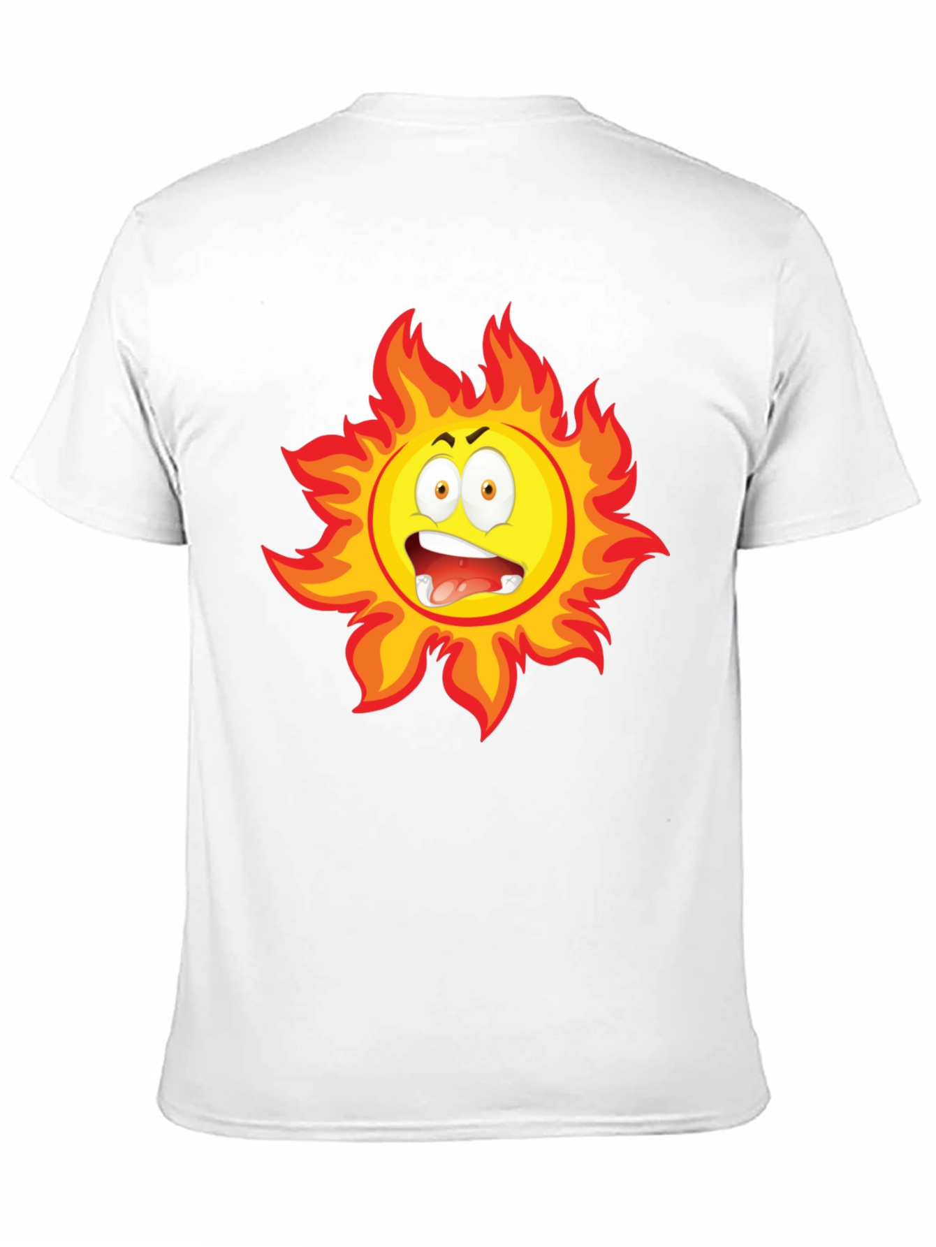 Fiery Sun Cartoon Black T-Shirt