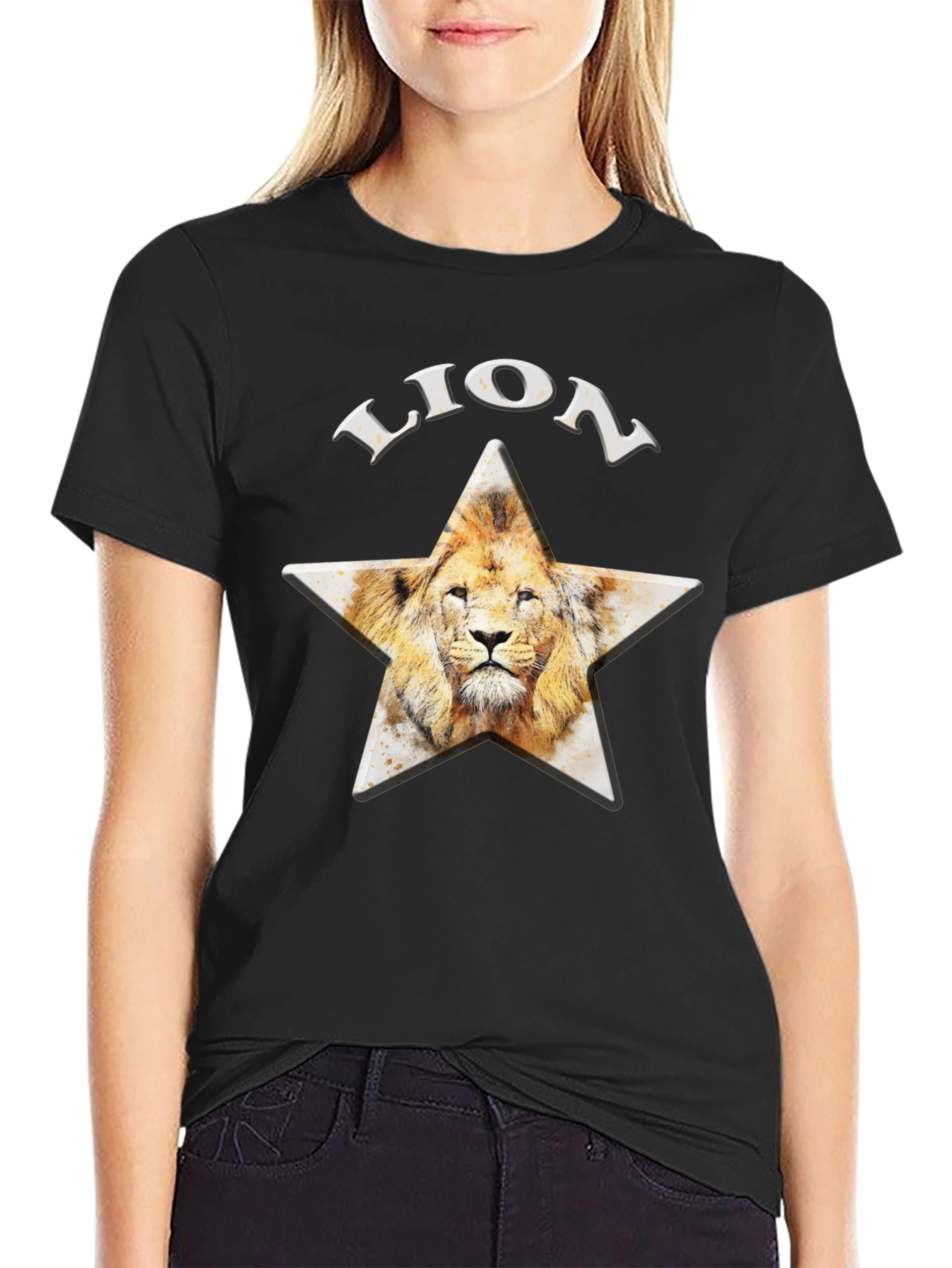 Lion Star Graphic T-Shirt - Black