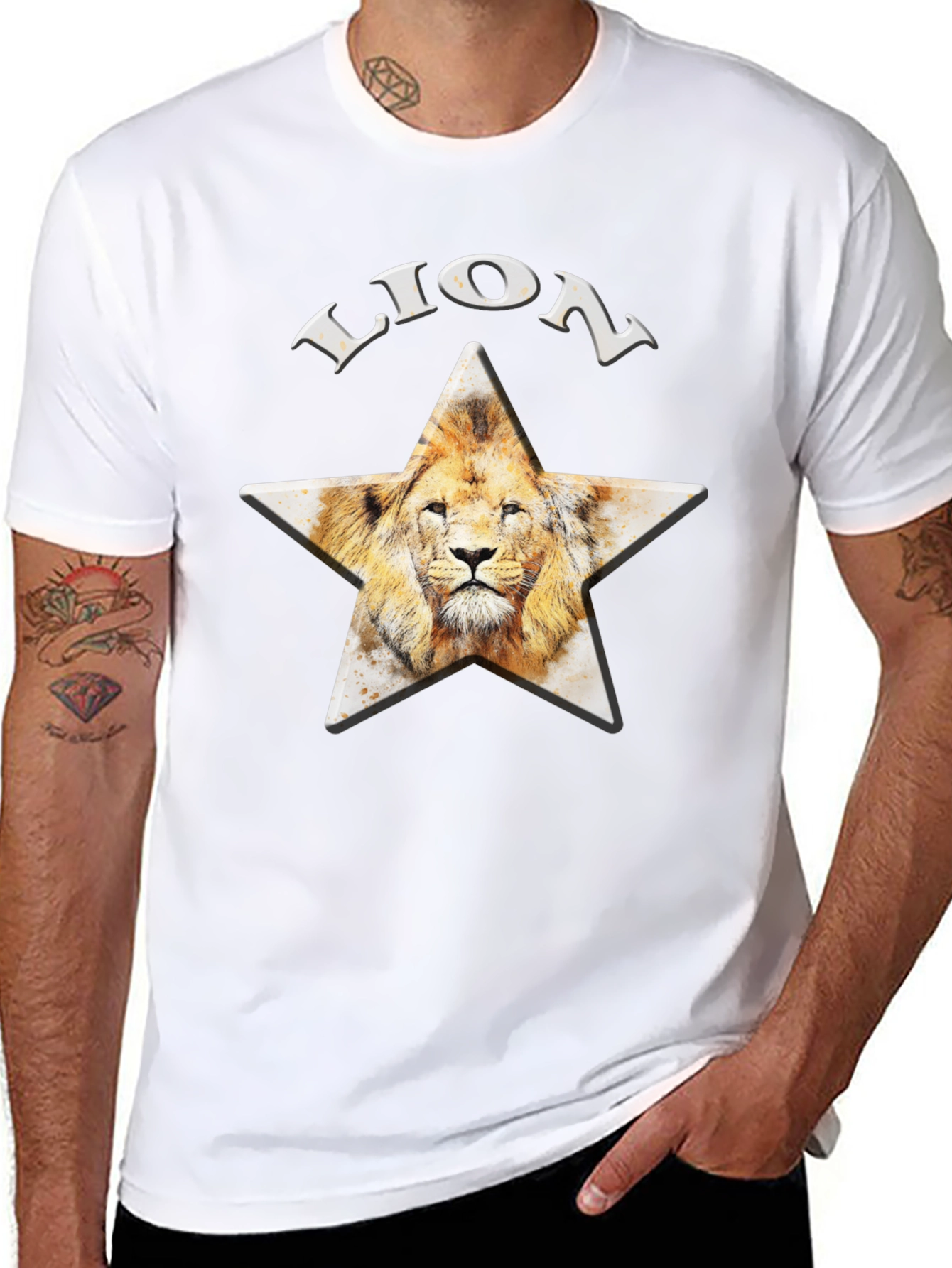 Lion Star Graphic T-Shirt - Black