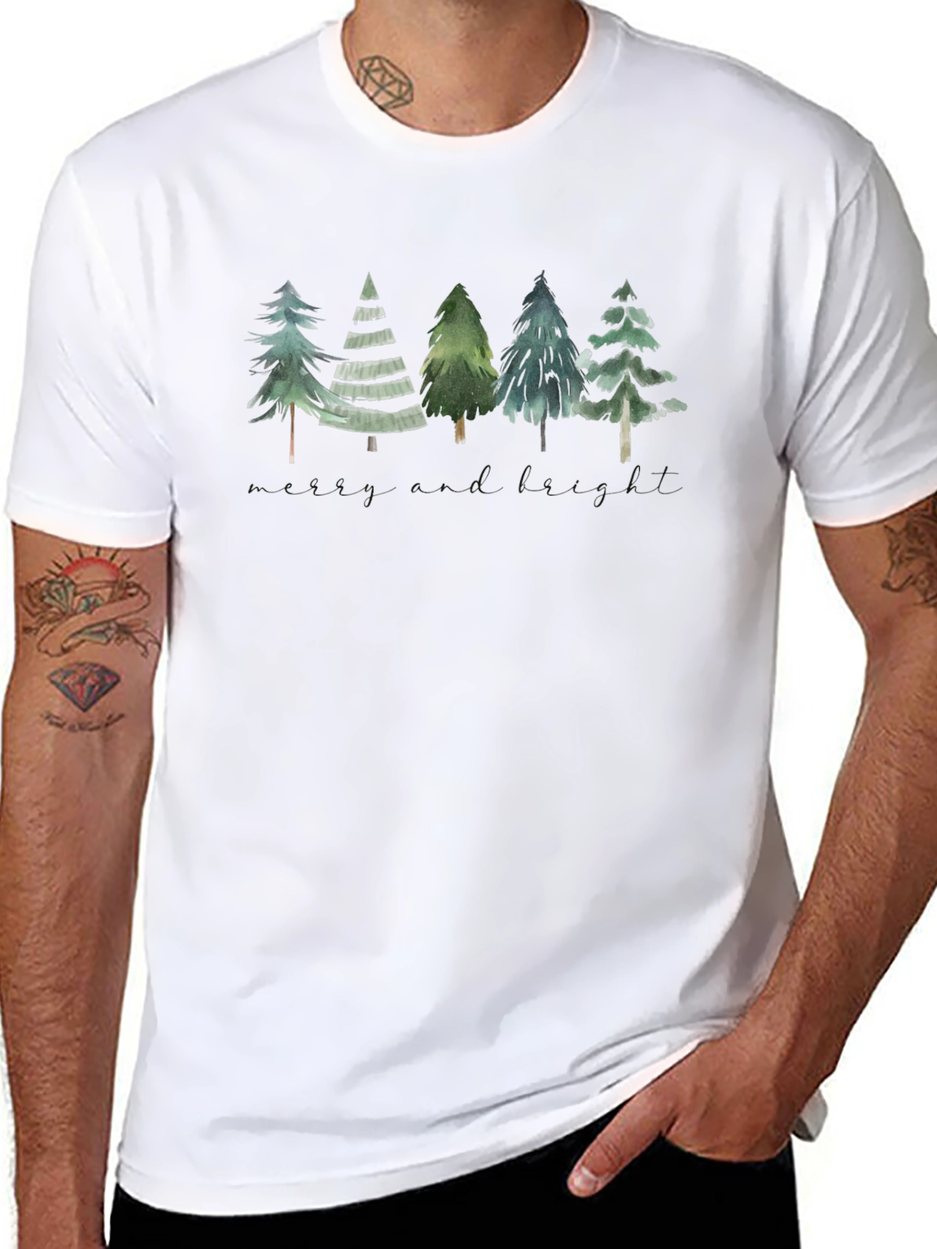 Nature Inspired Forest Tree Graphic Tee - Black