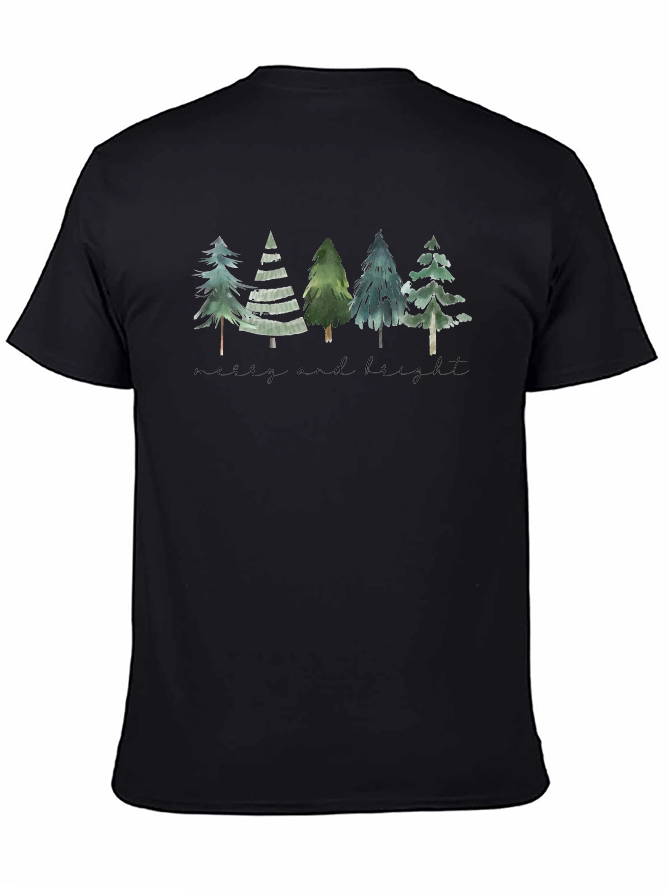 Nature Inspired Forest Tree Graphic Tee - Black