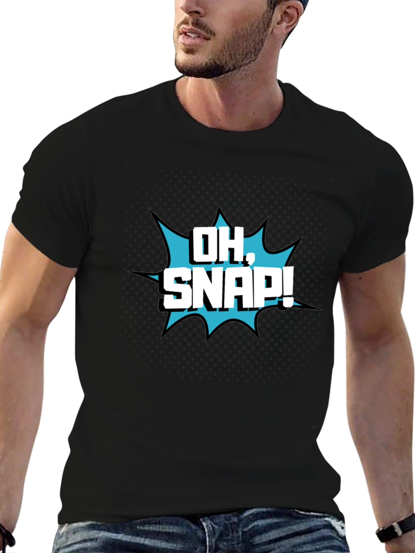 Oh Snap! Graphic T-Shirt - Black Crew Neck Tee