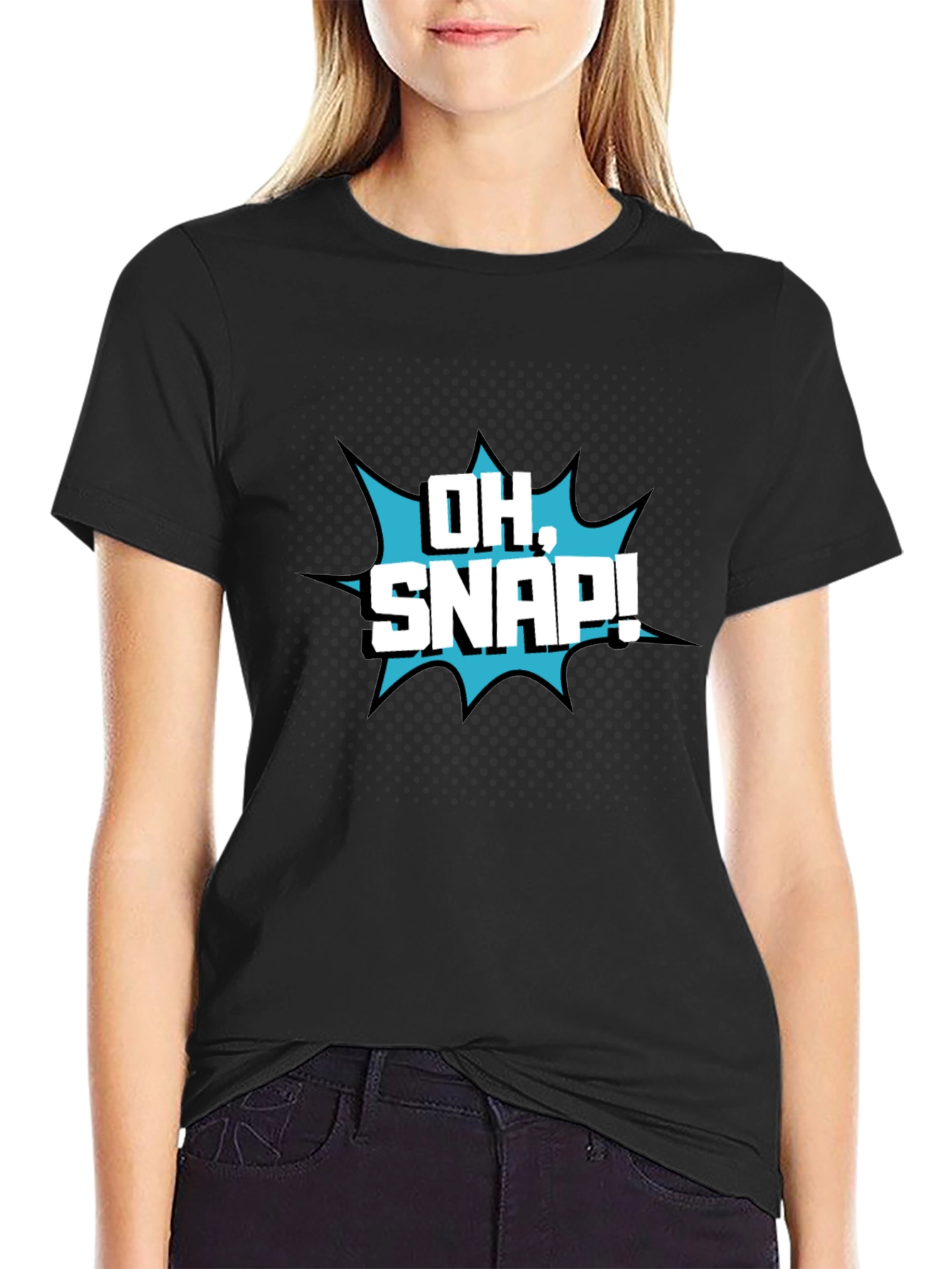 Oh Snap! Graphic T-Shirt - Black Crew Neck Tee