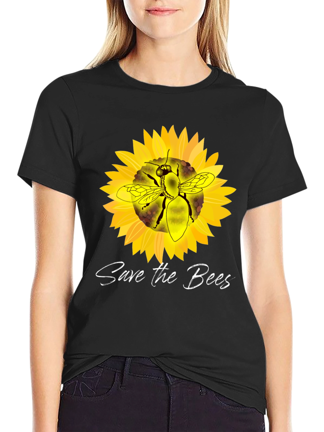 Save the Bees Sunflower Graphic T-Shirt