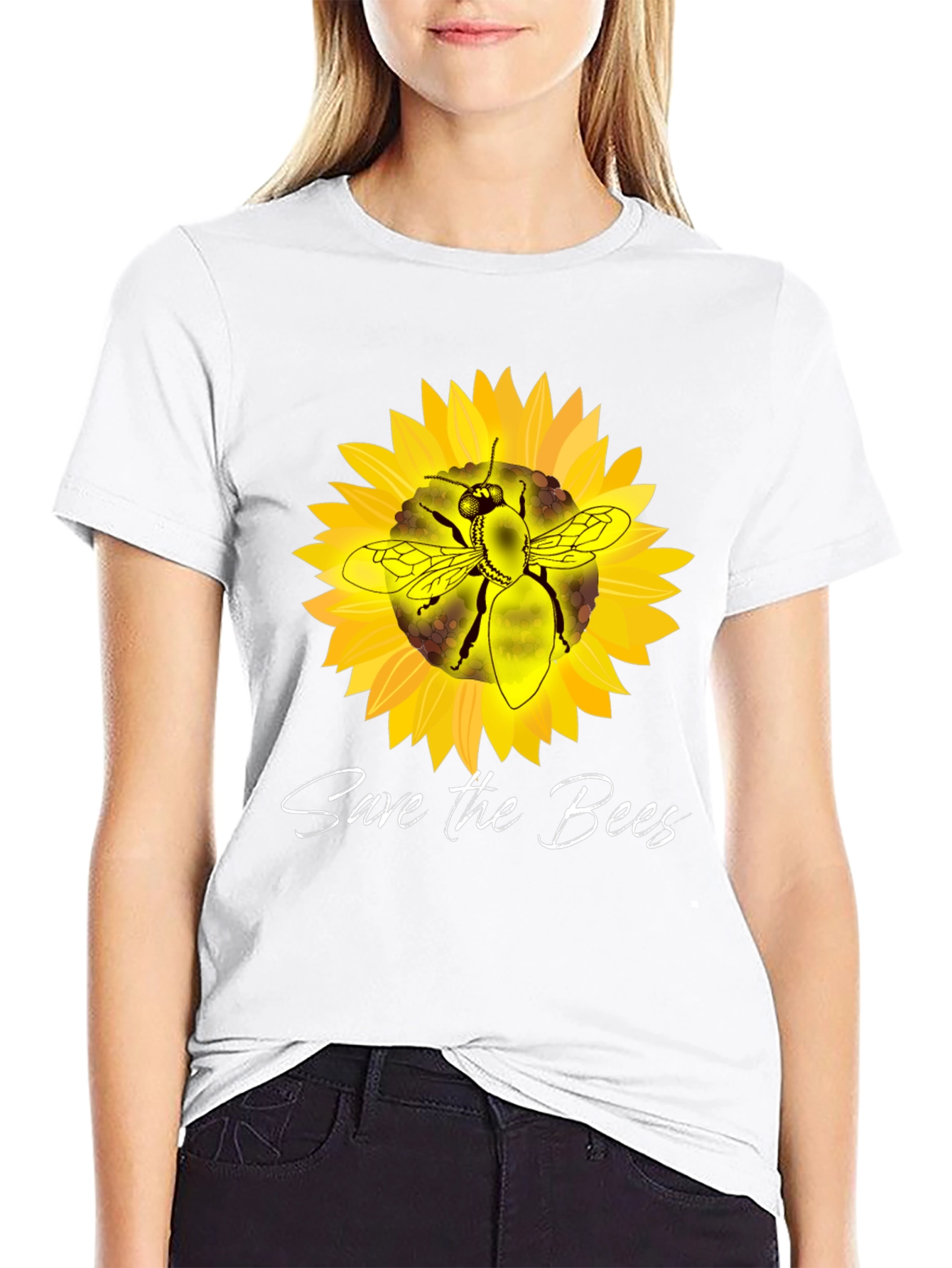 Save the Bees Sunflower Graphic T-Shirt