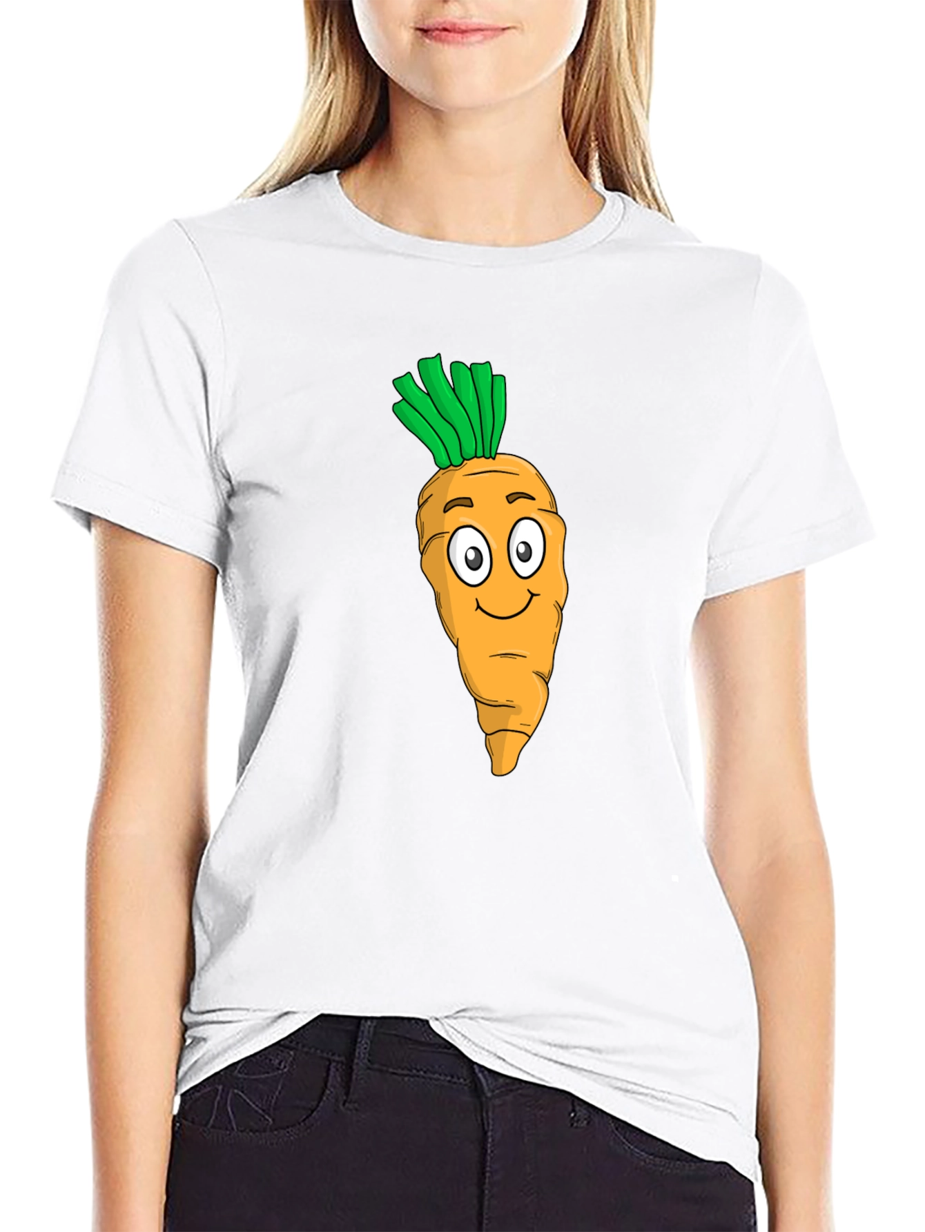 Carrot Cartoon Graphic Tee - Black T-Shirt