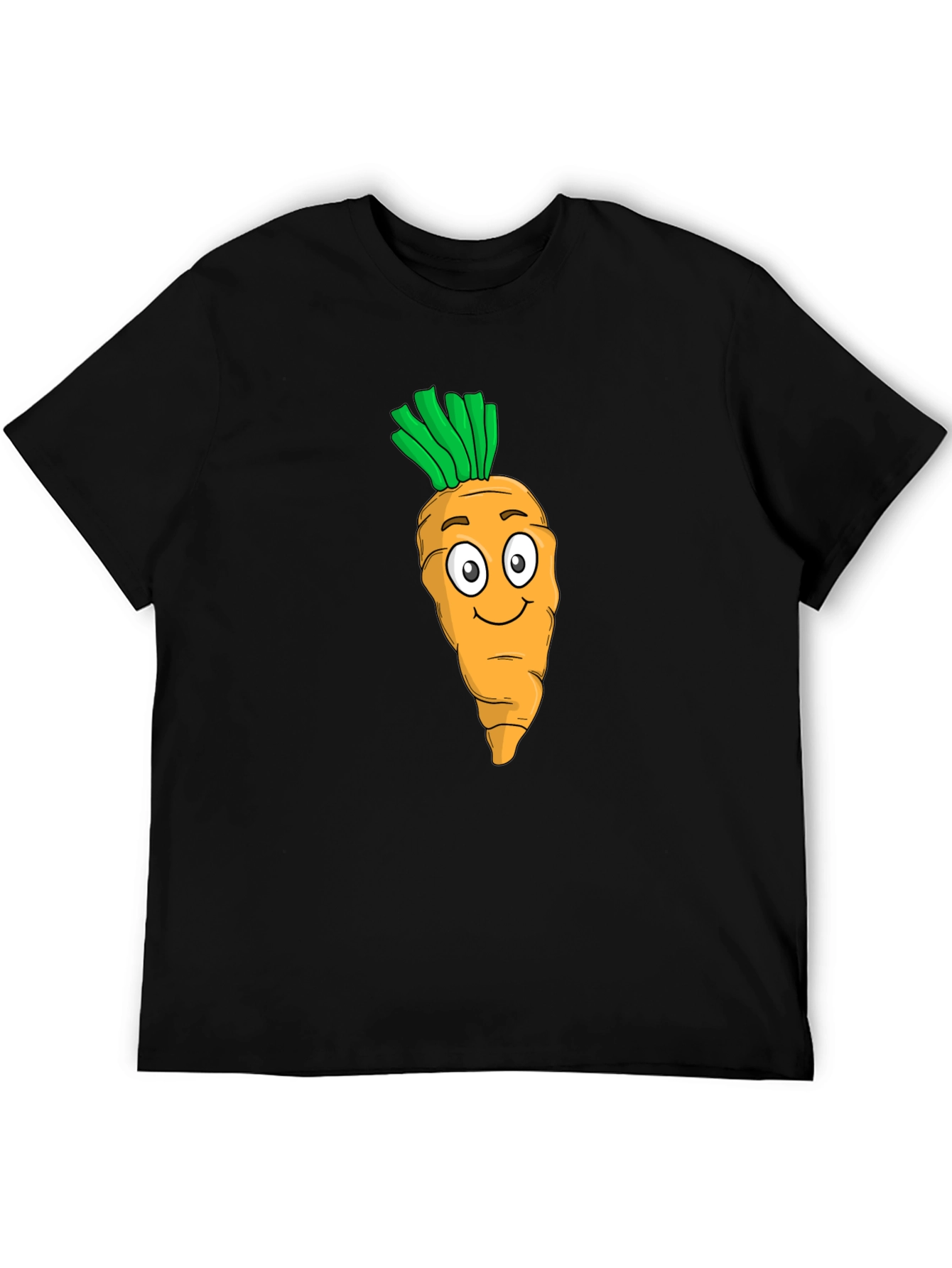 Carrot Cartoon Graphic Tee - Black T-Shirt