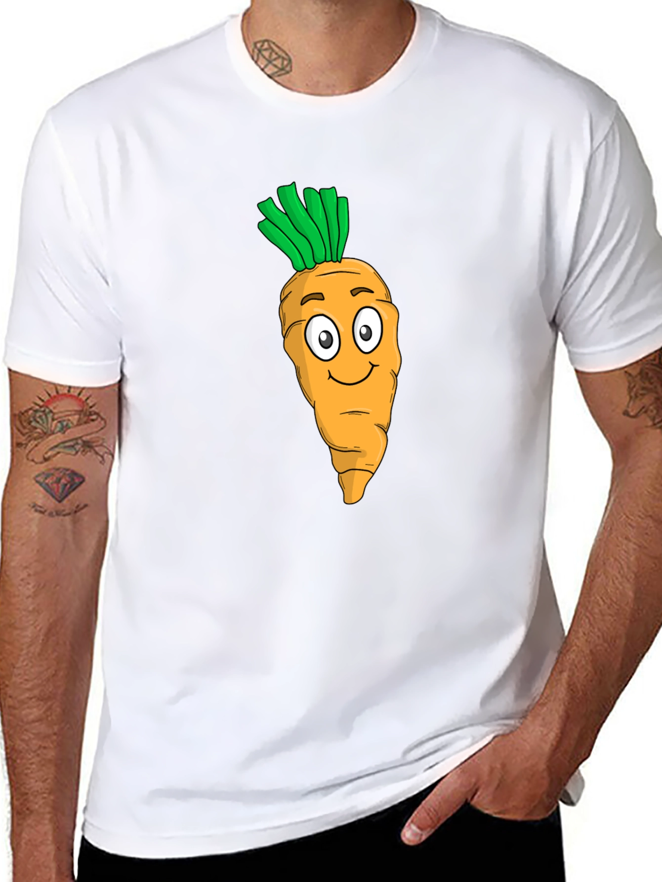 Carrot Cartoon Graphic Tee - Black T-Shirt
